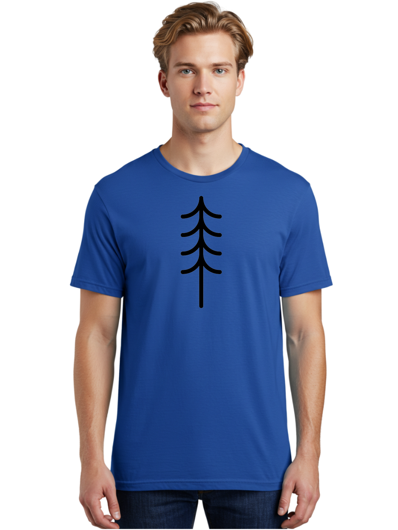 Tree-Silhouette Men'S Graphic Tee, 100% Cotton, Comfortable Casual Summer Wear, Machine Washable, Tree Silhouette, Black Tree, Minimalist Design, Simple Shape, Evergreen Tree, Stylized Tree, Forest Icon, Nature Symbol - Aaa224 18