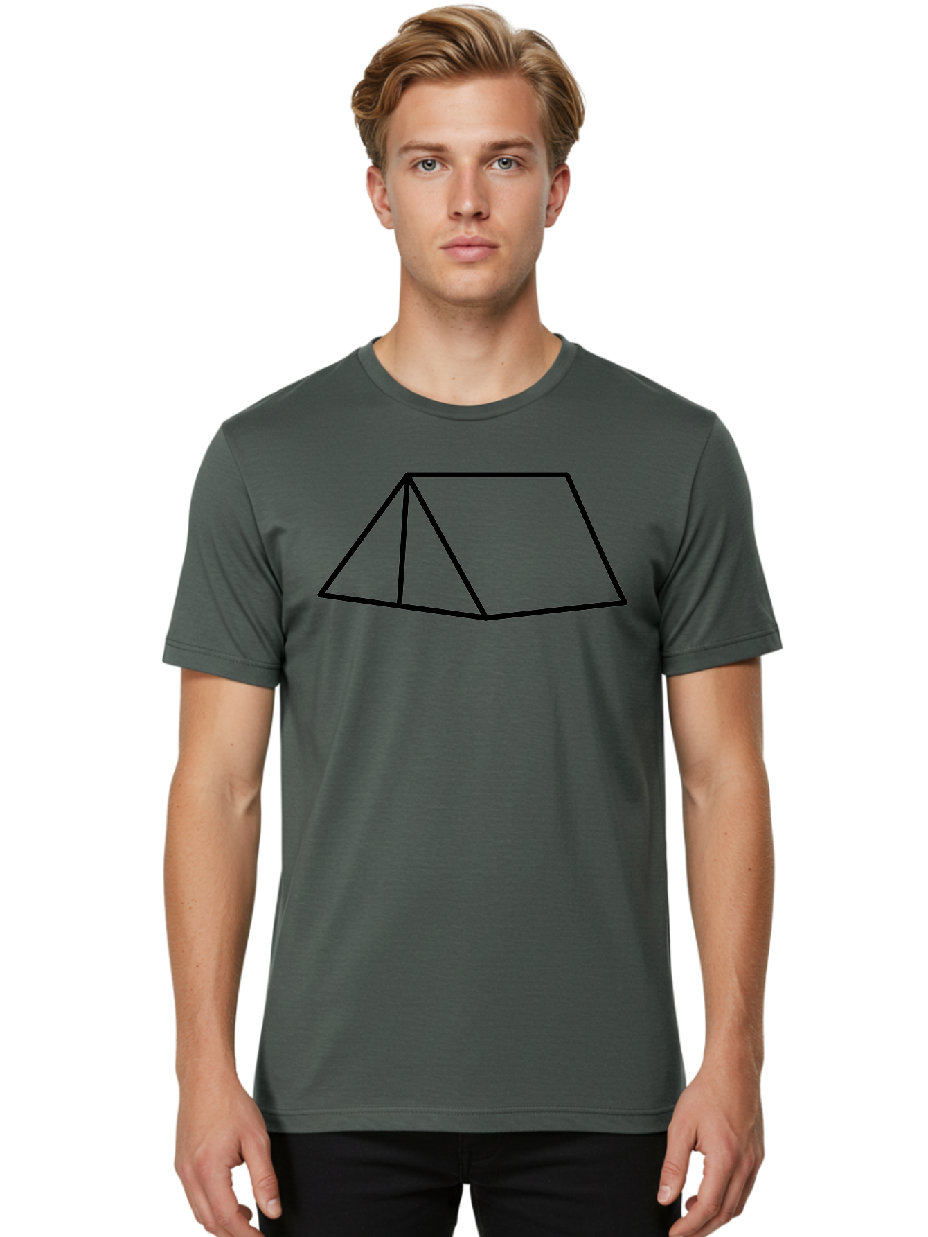 Triangular-Prism Men'S Graphic Tee, 100% Cotton, Comfortable Casual Summer Wear, Machine Washable, Geometric Shape, 3D Figure, Triangular Prism, Simple Design, Black Outline, Minimalist Art, Mathematical Concept, Educational Graphic - Aaa226 22