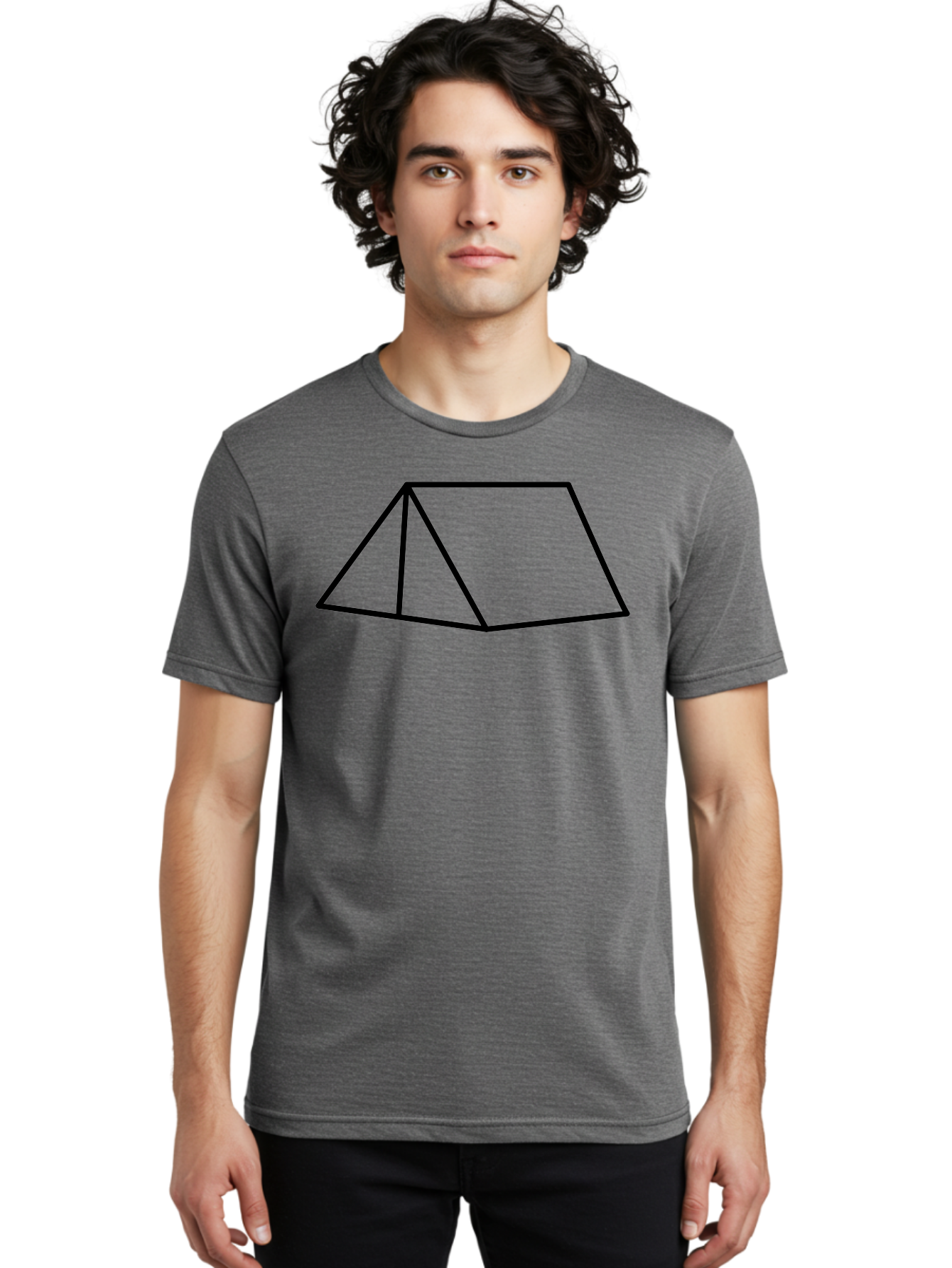 Triangular-Prism Men'S Graphic Tee, 100% Cotton, Comfortable Casual Summer Wear, Machine Washable, Geometric Shape, 3D Figure, Triangular Prism, Simple Design, Black Outline, Minimalist Art, Mathematical Concept, Educational Graphic - Aaa226 14