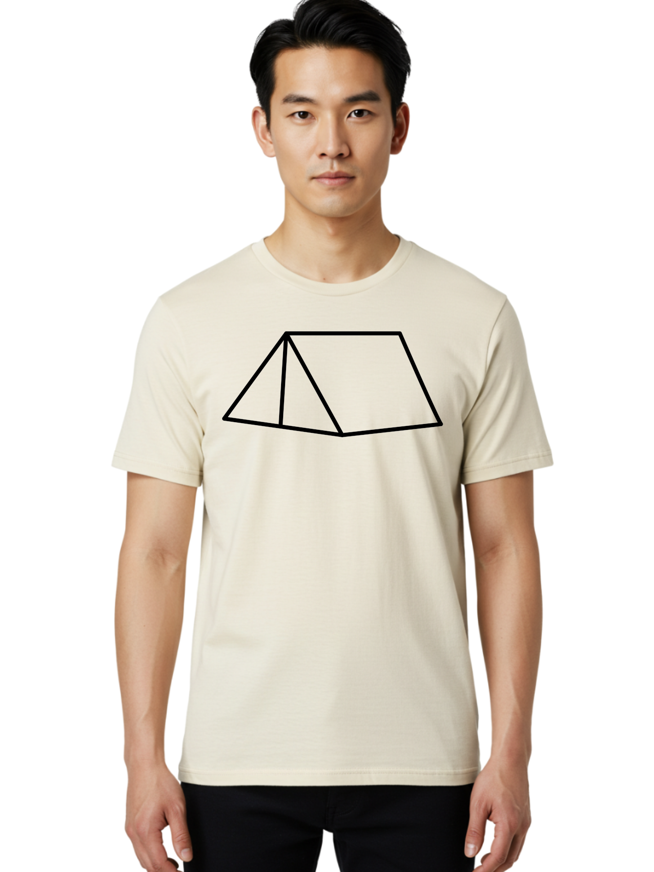 Triangular-Prism Men'S Graphic Tee, 100% Cotton, Comfortable Casual Summer Wear, Machine Washable, Geometric Shape, 3D Figure, Triangular Prism, Simple Design, Black Outline, Minimalist Art, Mathematical Concept, Educational Graphic - Aaa226 6