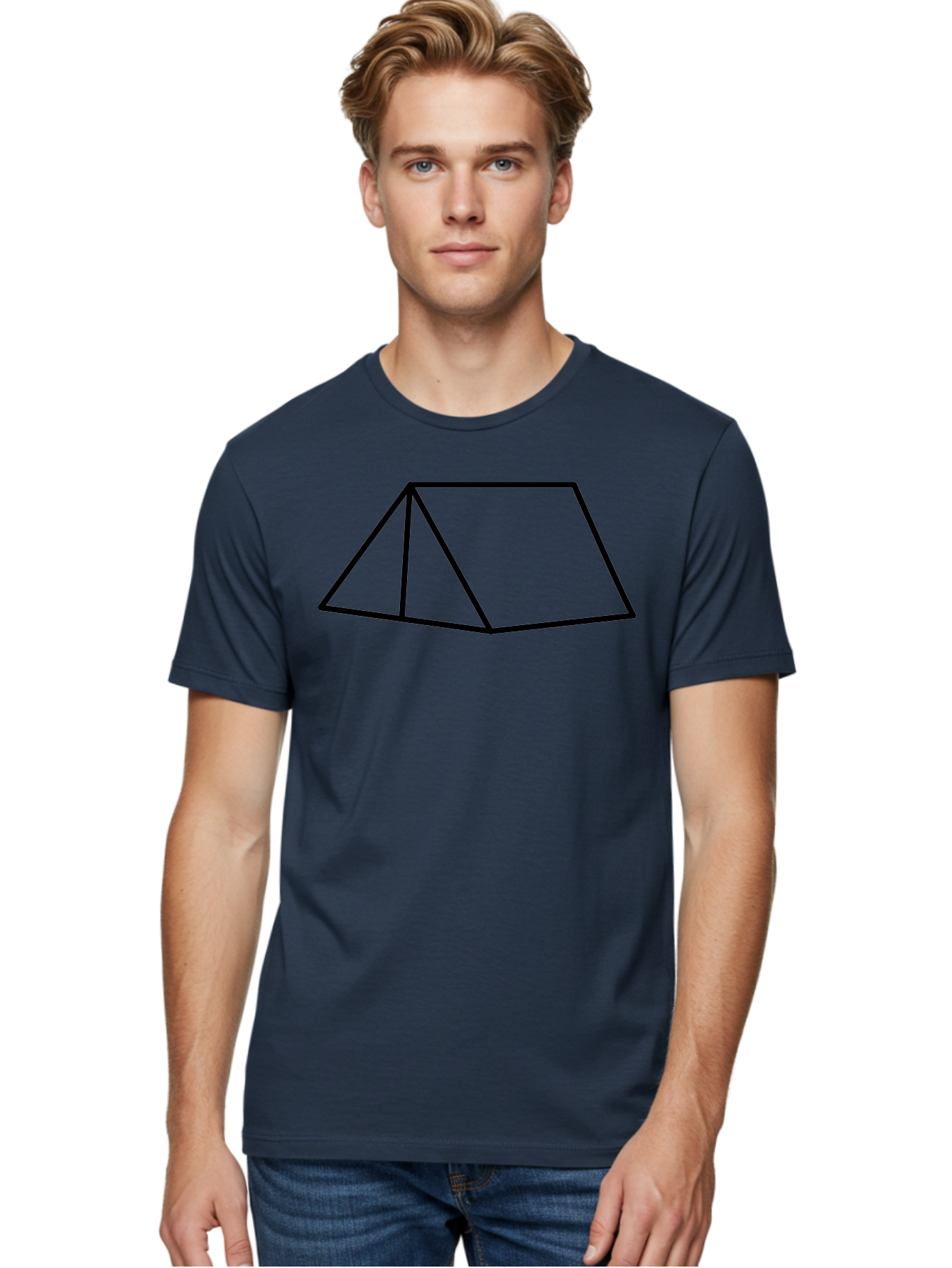 Triangular-Prism Men'S Graphic Tee, 100% Cotton, Comfortable Casual Summer Wear, Machine Washable, Geometric Shape, 3D Figure, Triangular Prism, Simple Design, Black Outline, Minimalist Art, Mathematical Concept, Educational Graphic - Aaa226 10