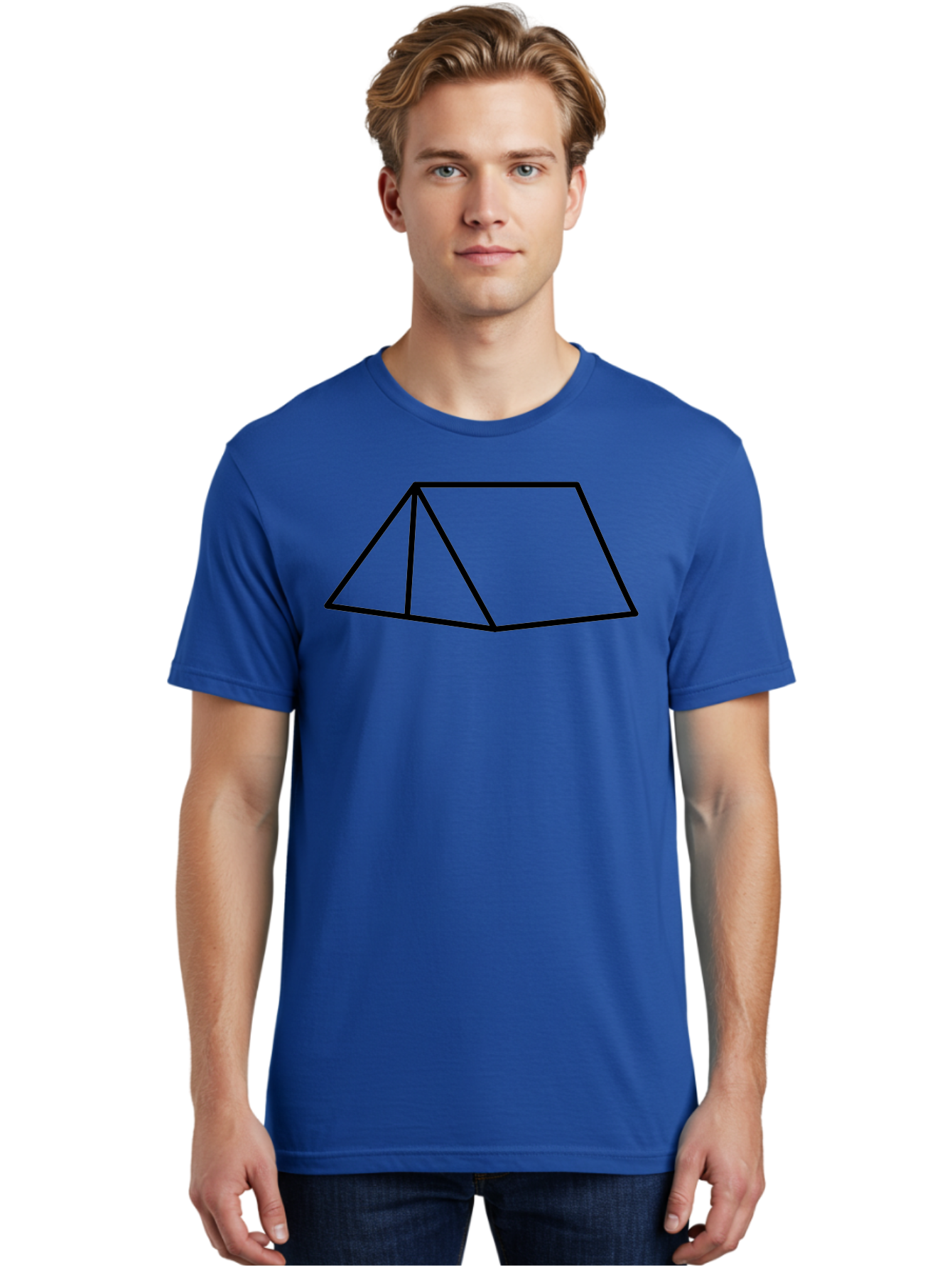 Triangular-Prism Men'S Graphic Tee, 100% Cotton, Comfortable Casual Summer Wear, Machine Washable, Geometric Shape, 3D Figure, Triangular Prism, Simple Design, Black Outline, Minimalist Art, Mathematical Concept, Educational Graphic - Aaa226 24