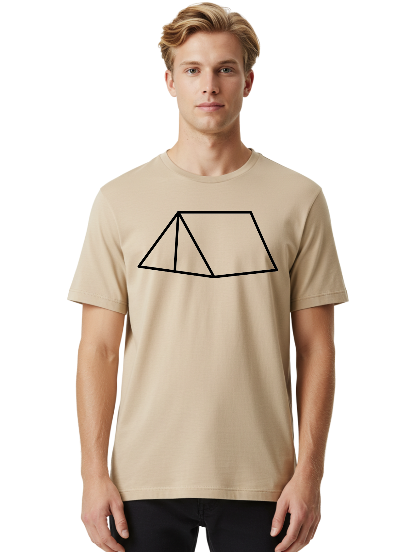 Triangular-Prism Men'S Graphic Tee, 100% Cotton, Comfortable Casual Summer Wear, Machine Washable, Geometric Shape, 3D Figure, Triangular Prism, Simple Design, Black Outline, Minimalist Art, Mathematical Concept, Educational Graphic - Aaa226 4