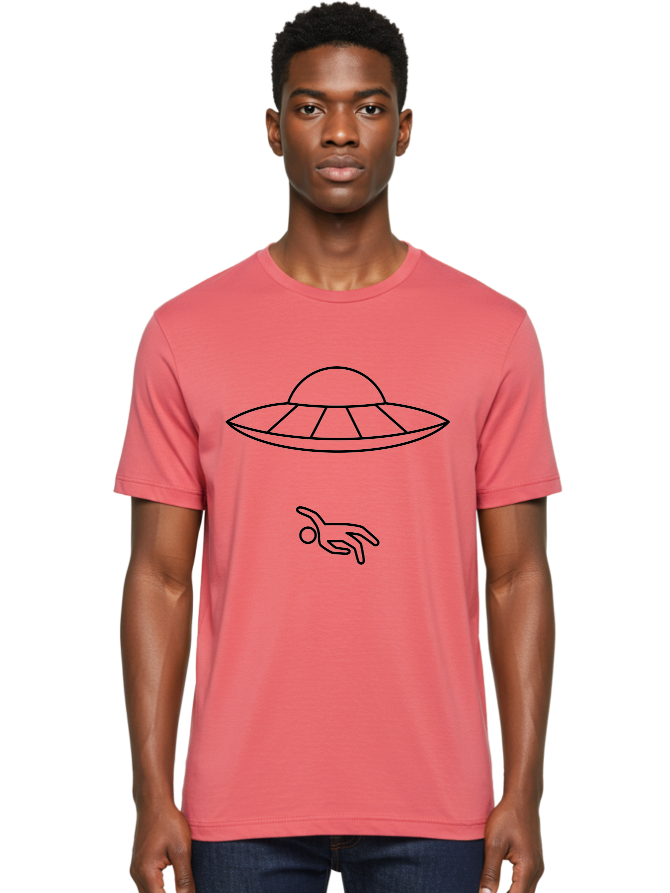 Ufo Men'S Graphic Tee, 100% Cotton, Comfortable Casual Summer Wear, Machine Washable, Ufo Sighting, Alien Encounter, Mysterious Hand, Black Outline, Simple Design, Pop Art Style, Modern Graphic, Minimalist Illustration, Outer Space, - Aaa227 18