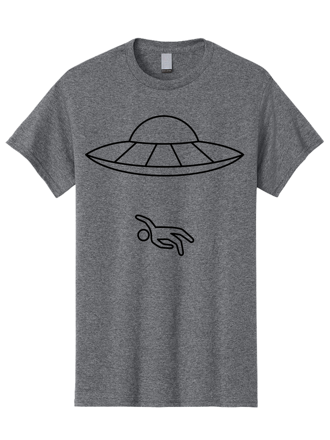 Ufo Men'S Graphic Tee, 100% Cotton, Comfortable Casual Summer Wear, Machine Washable, Ufo Sighting, Alien Encounter, Mysterious Hand, Black Outline, Simple Design, Pop Art Style, Modern Graphic, Minimalist Illustration, Outer Space, - Aaa227 23