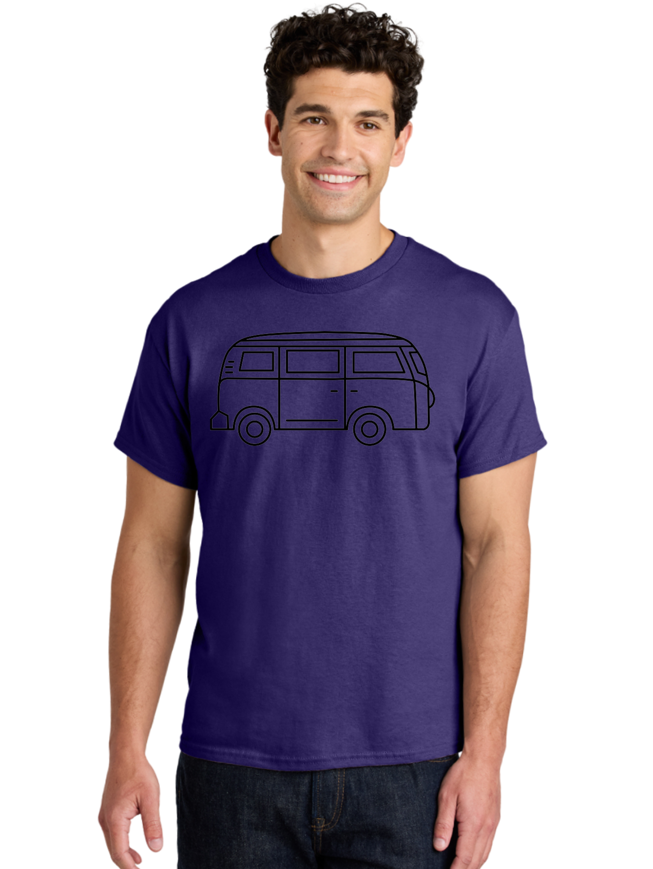 Vw-Bus Men'S Graphic Tee, 100% Cotton, Comfortable Casual Summer Wear, Machine Washable, Classic Vw Bus, Vintage Vehicle, Retro Van, Minimalist Design, Simple Illustration, Modern Graphic, Transportation Icon, Adventure Symbol, - Aaa228 16