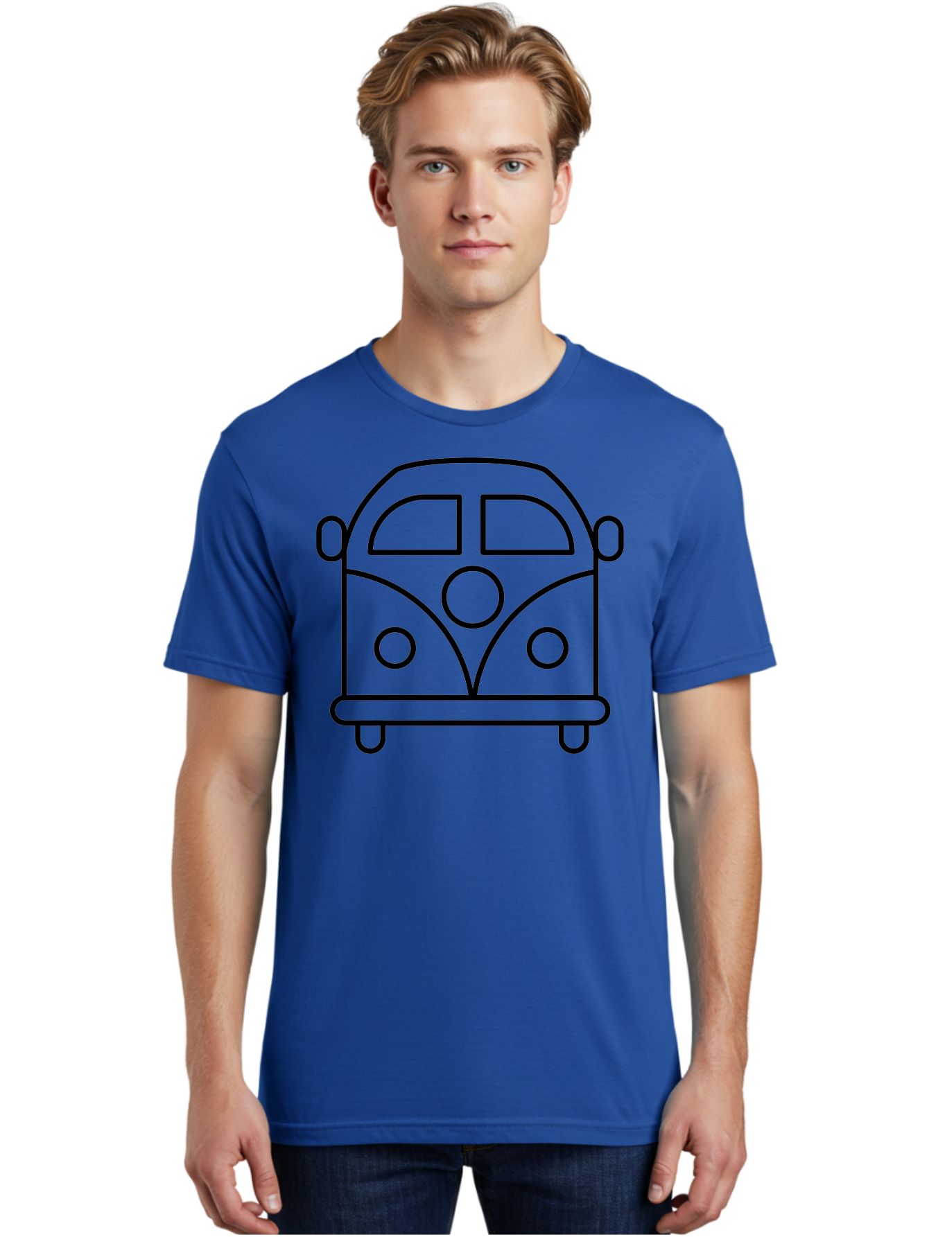 Vw-Van Men'S Graphic Tee, 100% Cotton, Comfortable Casual Summer Wear, Machine Washable, Volkswagen Bus, Retro Vehicle, Classic Car, Hippie Culture, Road Trip, Vintage Transportation, Minimalist Design, Simple Illustration - Aaa229 30