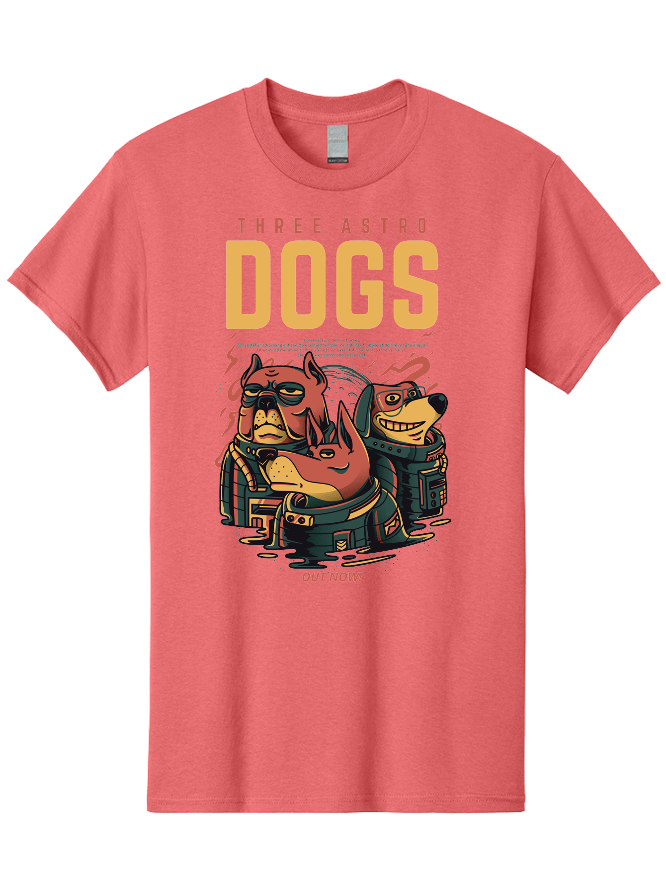 Three-Astronaut-Dogs Men'S Graphic Tee, 100% Cotton, Comfortable Casual Summer Wear, Machine Washable, Astronaut Dogs, Cartoon Characters, Space Adventure, Futuristic Artwork, Robotic Suits, Dog Illustrations, Retro-Futuristic Style, - Aaa231 27