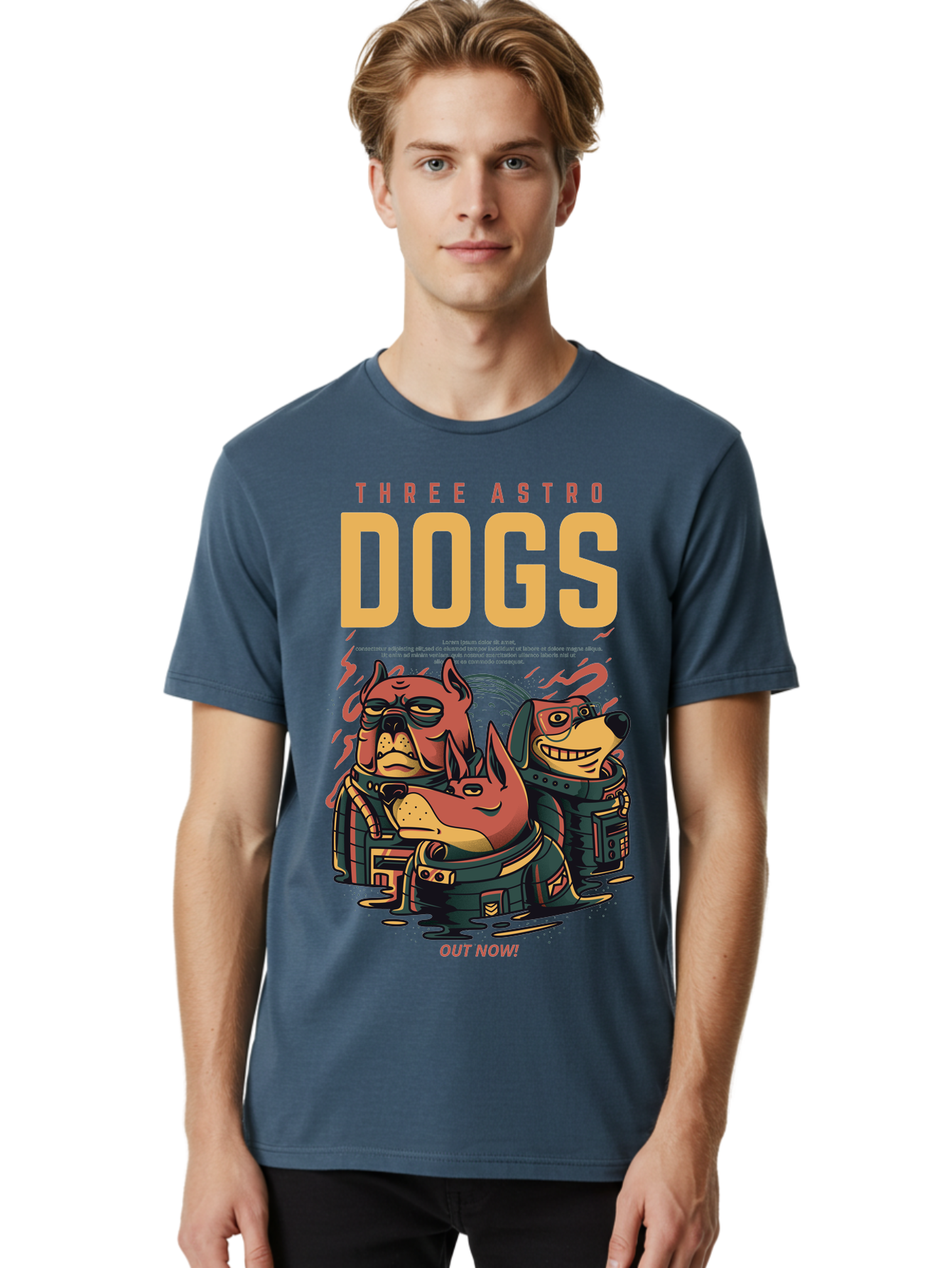 Three-Astronaut-Dogs Men'S Graphic Tee, 100% Cotton, Comfortable Casual Summer Wear, Machine Washable, Astronaut Dogs, Cartoon Characters, Space Adventure, Futuristic Artwork, Robotic Suits, Dog Illustrations, Retro-Futuristic Style, - Aaa231 18