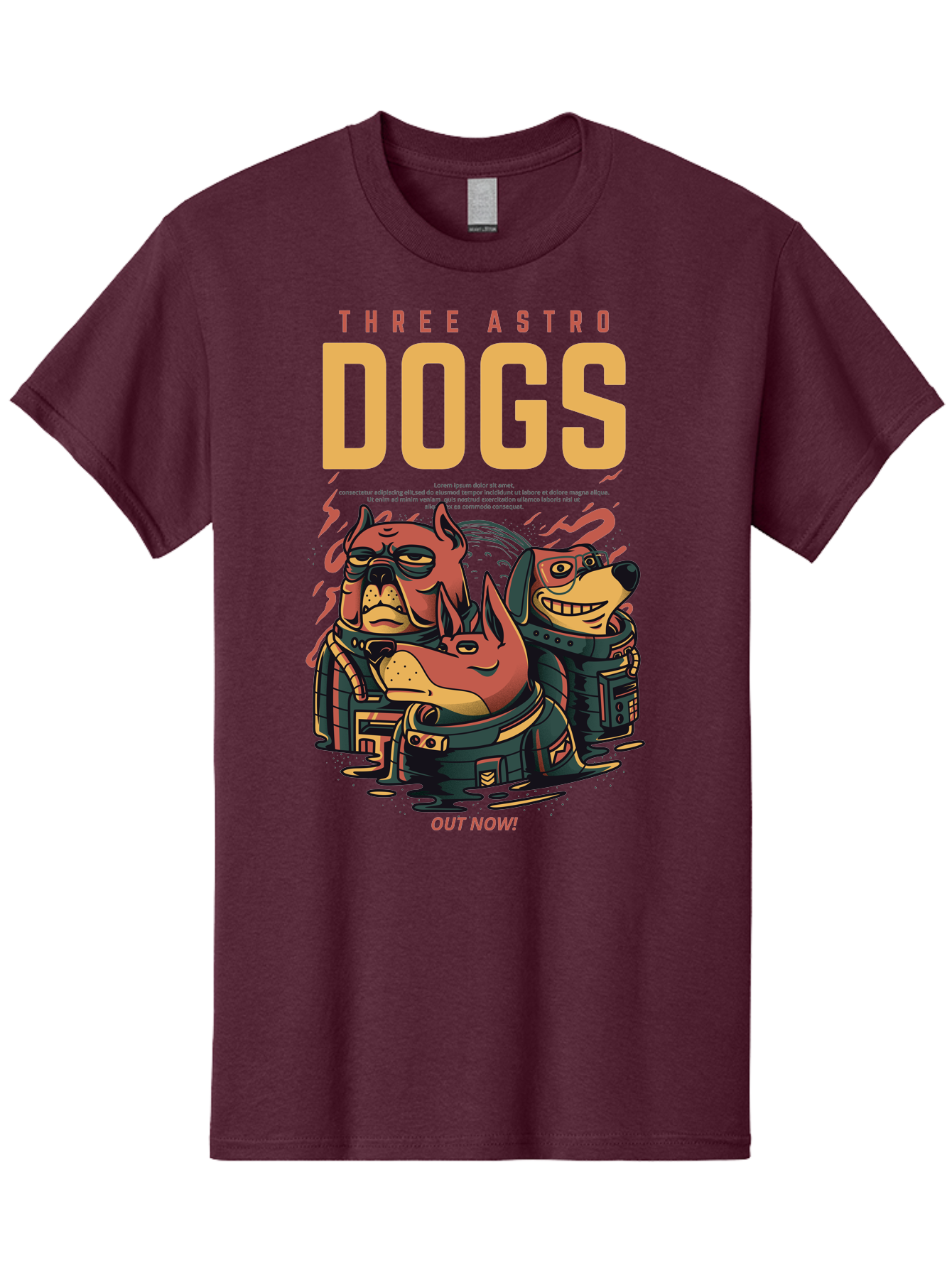 Three-Astronaut-Dogs Men'S Graphic Tee, 100% Cotton, Comfortable Casual Summer Wear, Machine Washable, Astronaut Dogs, Cartoon Characters, Space Adventure, Futuristic Artwork, Robotic Suits, Dog Illustrations, Retro-Futuristic Style, - Aaa231 7