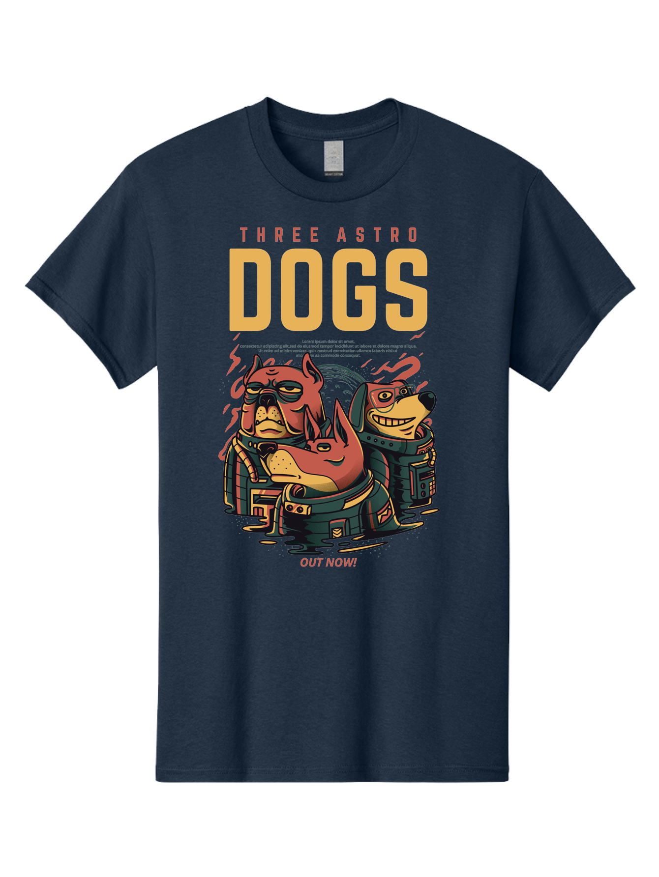Three-Astronaut-Dogs Men'S Graphic Tee, 100% Cotton, Comfortable Casual Summer Wear, Machine Washable, Astronaut Dogs, Cartoon Characters, Space Adventure, Futuristic Artwork, Robotic Suits, Dog Illustrations, Retro-Futuristic Style, - Aaa231 11