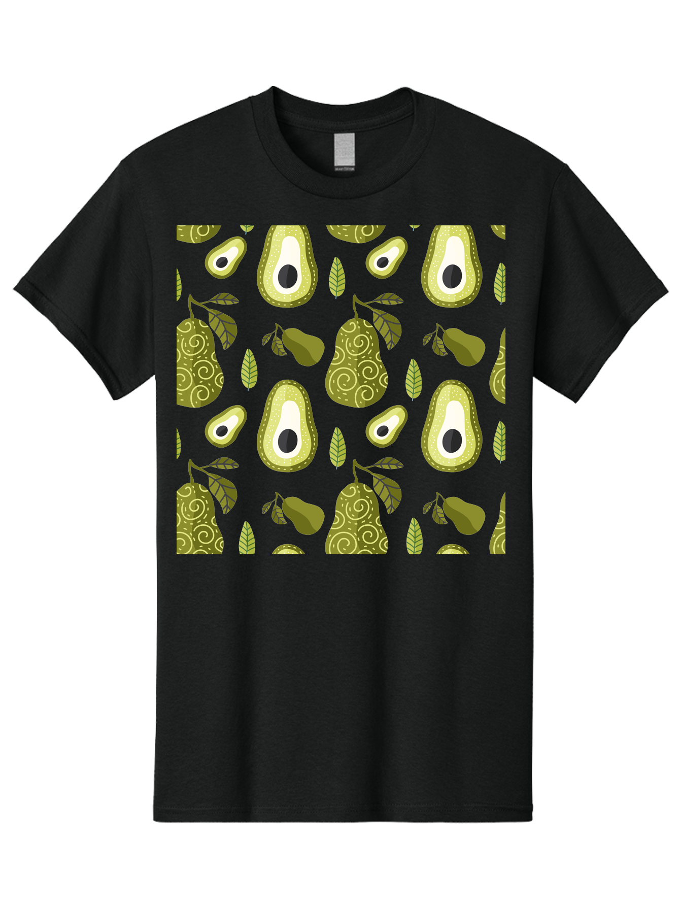 Avocado-Pattern Men'S Graphic Tee, 100% Cotton, Comfortable Casual Summer Wear, Machine Washable, Avocado Pattern, Half Avocados, Whole Avocados, Leaves, Swirls, Food Illustration, Healthy Eating, Organic Produce, Kitchen Decor, - Aaa232 17