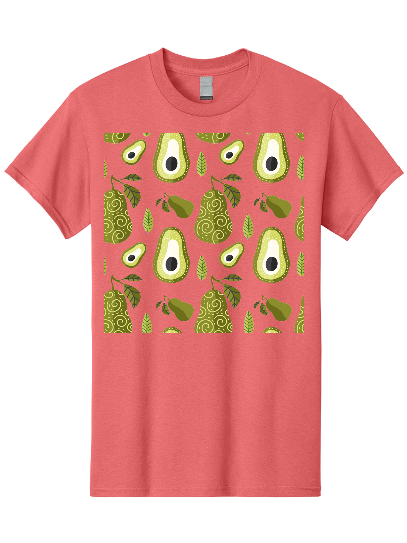 Avocado-Pattern Men'S Graphic Tee, 100% Cotton, Comfortable Casual Summer Wear, Machine Washable, Avocado Pattern, Half Avocados, Whole Avocados, Leaves, Swirls, Food Illustration, Healthy Eating, Organic Produce, Kitchen Decor, - Aaa232 23