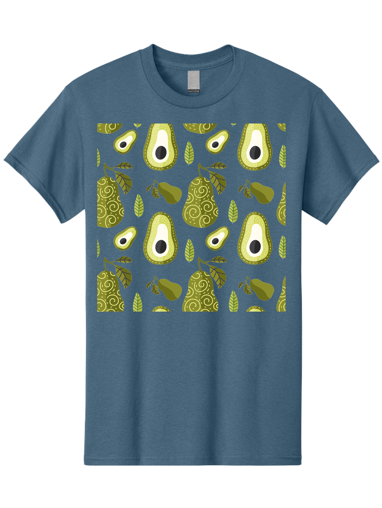 Avocado-Pattern Men'S Graphic Tee, 100% Cotton, Comfortable Casual Summer Wear, Machine Washable, Avocado Pattern, Half Avocados, Whole Avocados, Leaves, Swirls, Food Illustration, Healthy Eating, Organic Produce, Kitchen Decor, - Aaa232 19