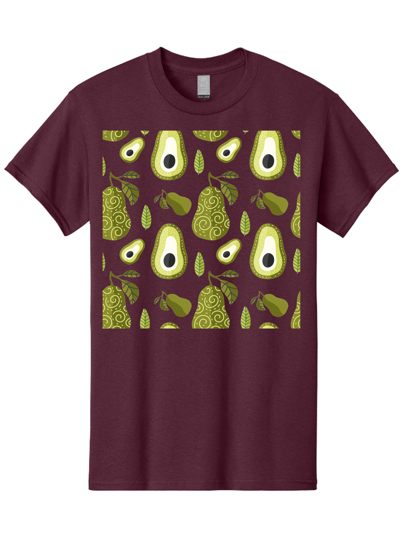 Avocado-Pattern Men'S Graphic Tee, 100% Cotton, Comfortable Casual Summer Wear, Machine Washable, Avocado Pattern, Half Avocados, Whole Avocados, Leaves, Swirls, Food Illustration, Healthy Eating, Organic Produce, Kitchen Decor, - Aaa232 9