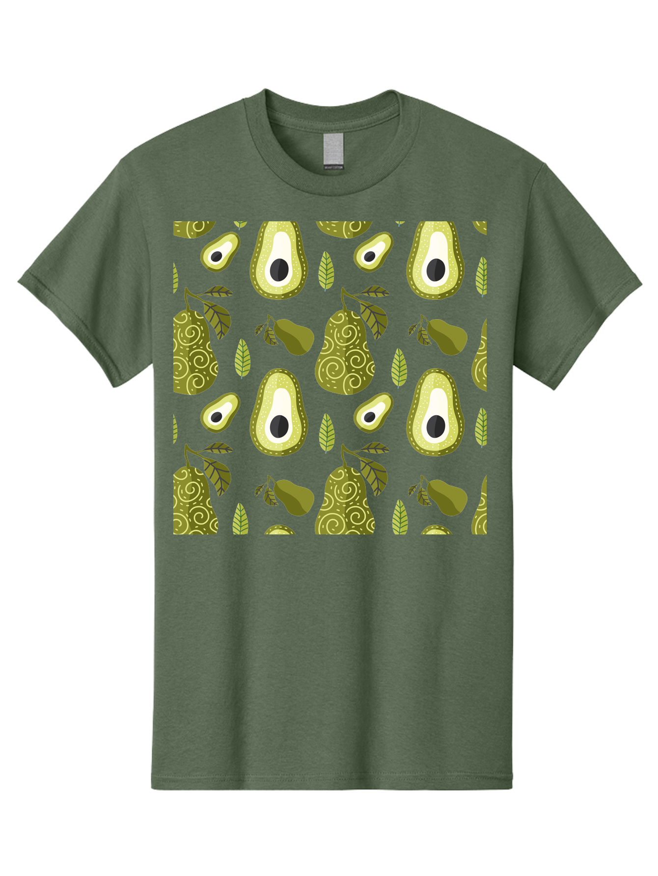 Avocado-Pattern Men'S Graphic Tee, 100% Cotton, Comfortable Casual Summer Wear, Machine Washable, Avocado Pattern, Half Avocados, Whole Avocados, Leaves, Swirls, Food Illustration, Healthy Eating, Organic Produce, Kitchen Decor, - Aaa232 11