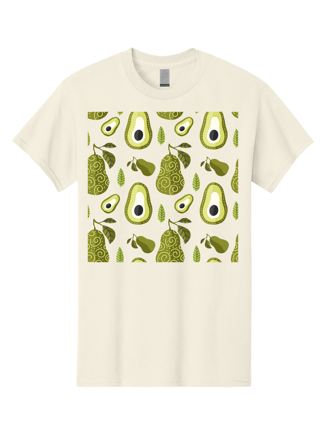 Avocado-Pattern Men'S Graphic Tee, 100% Cotton, Comfortable Casual Summer Wear, Machine Washable, Avocado Pattern, Half Avocados, Whole Avocados, Leaves, Swirls, Food Illustration, Healthy Eating, Organic Produce, Kitchen Decor, - Aaa232 3