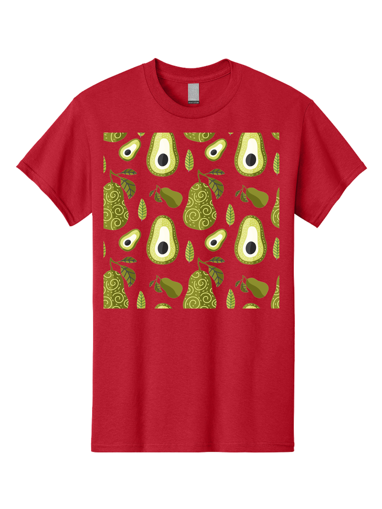 Avocado-Pattern Men'S Graphic Tee, 100% Cotton, Comfortable Casual Summer Wear, Machine Washable, Avocado Pattern, Half Avocados, Whole Avocados, Leaves, Swirls, Food Illustration, Healthy Eating, Organic Produce, Kitchen Decor, - Aaa232 7