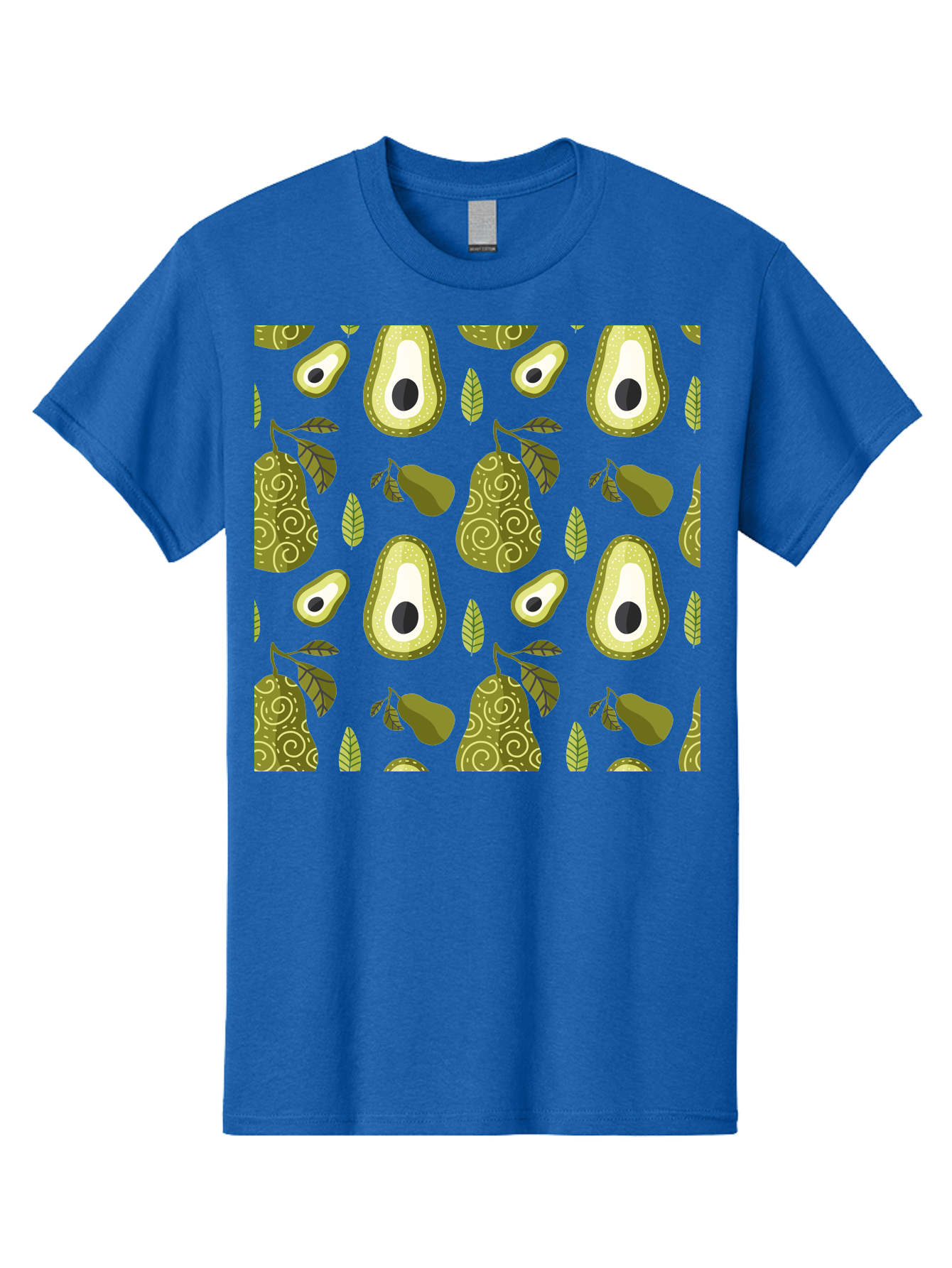 Avocado-Pattern Men'S Graphic Tee, 100% Cotton, Comfortable Casual Summer Wear, Machine Washable, Avocado Pattern, Half Avocados, Whole Avocados, Leaves, Swirls, Food Illustration, Healthy Eating, Organic Produce, Kitchen Decor, - Aaa232 5