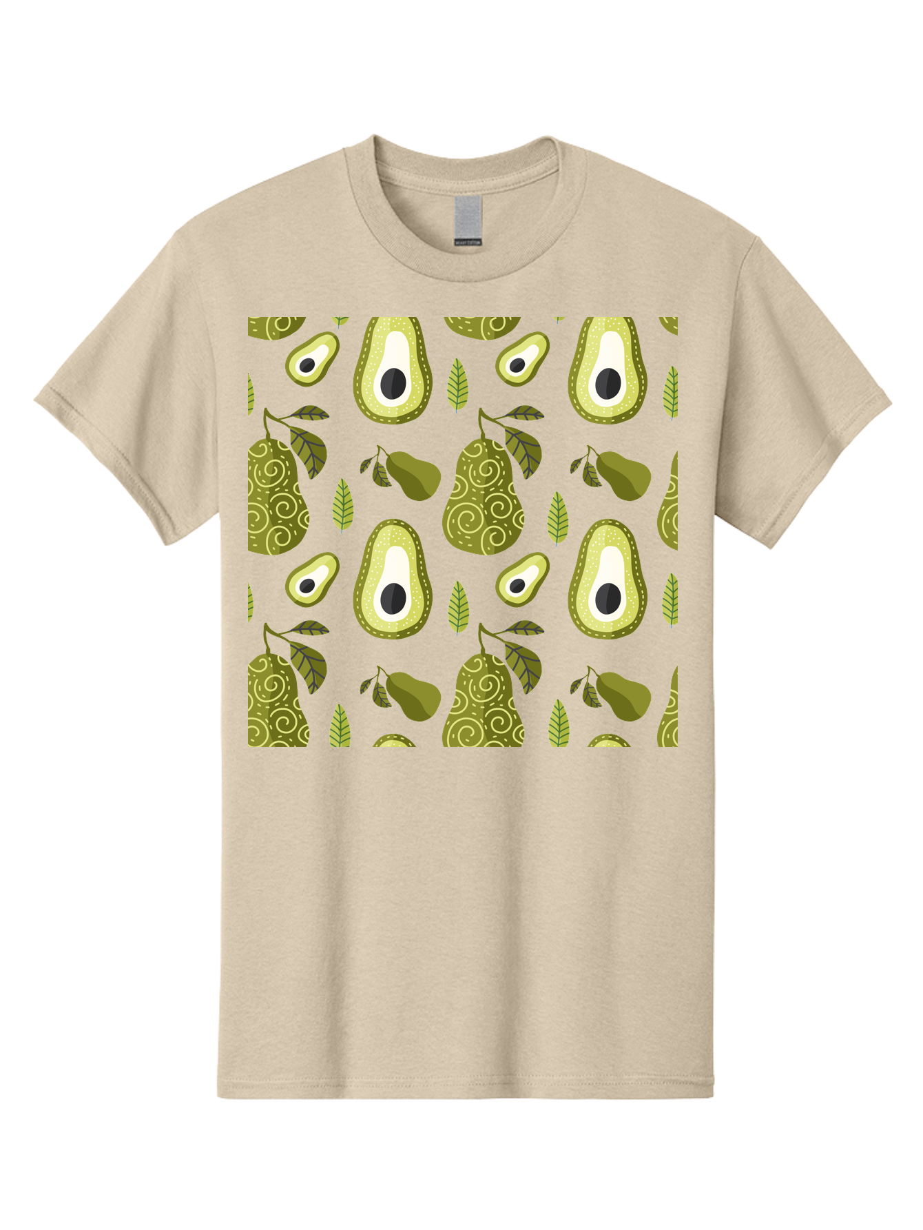 Avocado-Pattern Men'S Graphic Tee, 100% Cotton, Comfortable Casual Summer Wear, Machine Washable, Avocado Pattern, Half Avocados, Whole Avocados, Leaves, Swirls, Food Illustration, Healthy Eating, Organic Produce, Kitchen Decor, - Aaa232 27