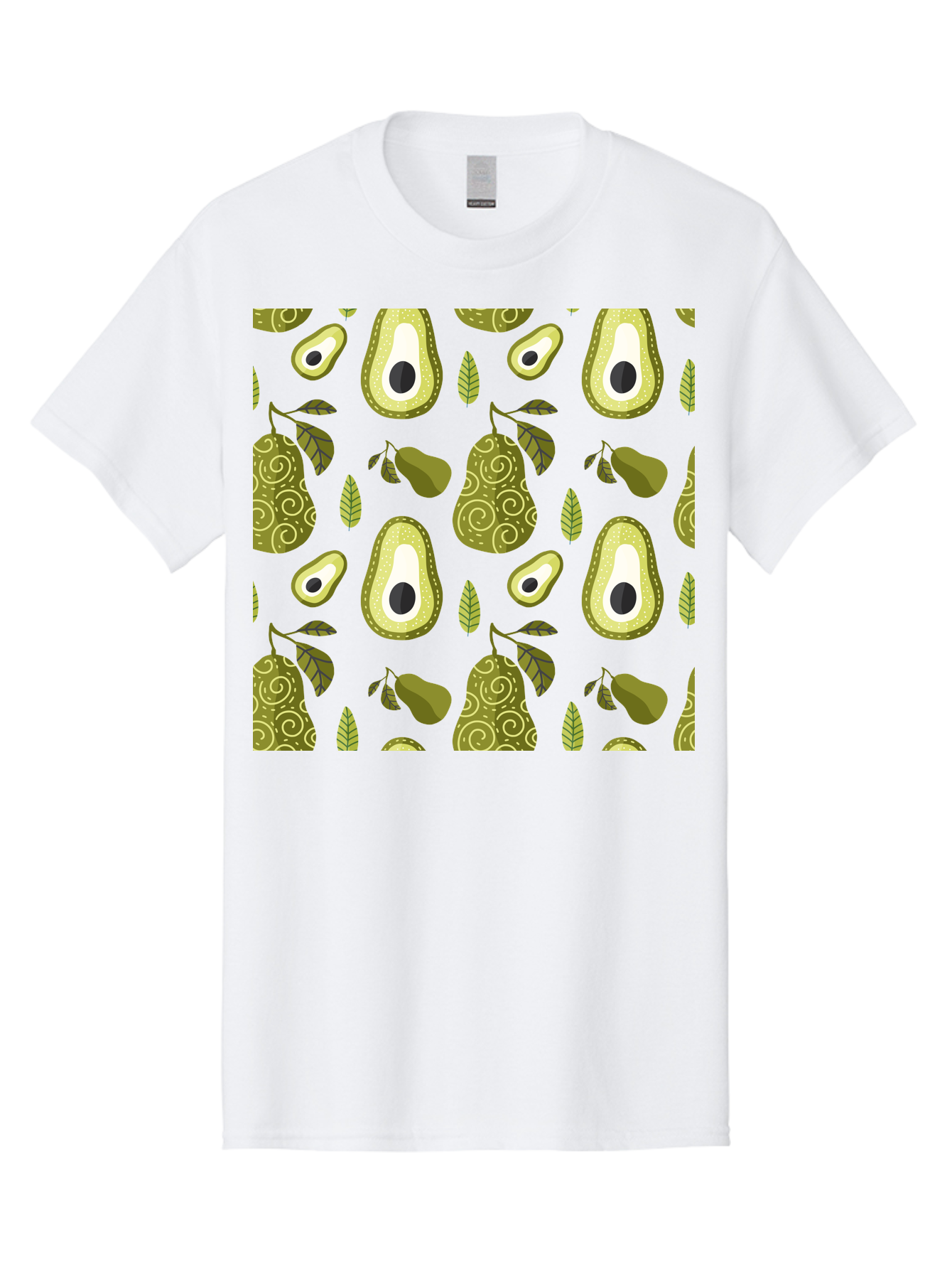 Avocado-Pattern Men'S Graphic Tee, 100% Cotton, Comfortable Casual Summer Wear, Machine Washable, Avocado Pattern, Half Avocados, Whole Avocados, Leaves, Swirls, Food Illustration, Healthy Eating, Organic Produce, Kitchen Decor, - Aaa232 29