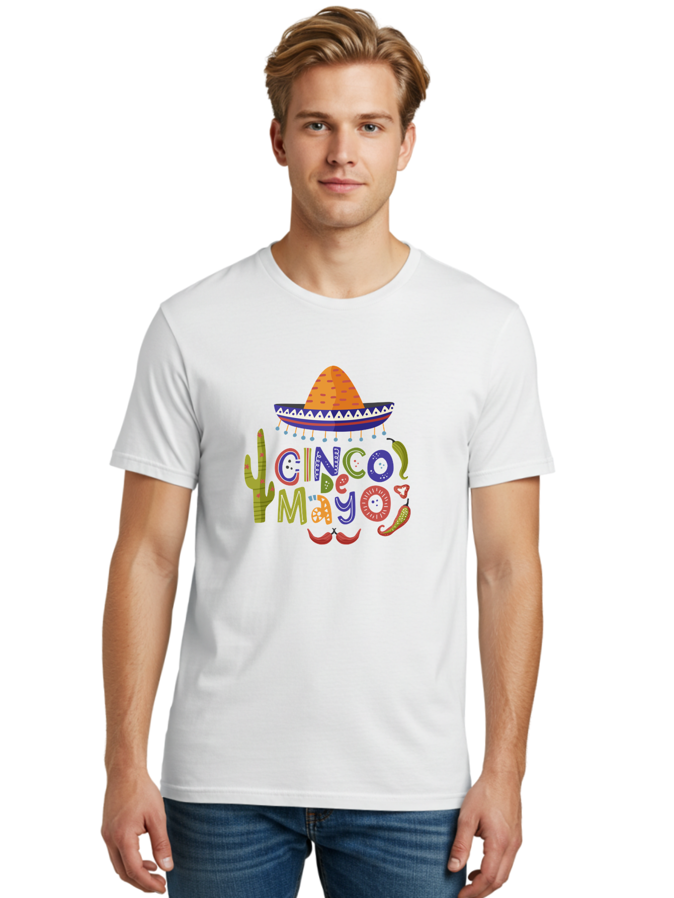 Cinco-De-Mayo-1 Men'S Graphic Tee, 100% Cotton, Comfortable Casual Summer Wear, Machine Washable, Cinco De Mayo, Sombrero, Chili Peppers, Cactus, Festive Design, Vibrant Colors, Mexican Heritage, Cultural Celebration, Fiesta Theme, - Aaa233 4