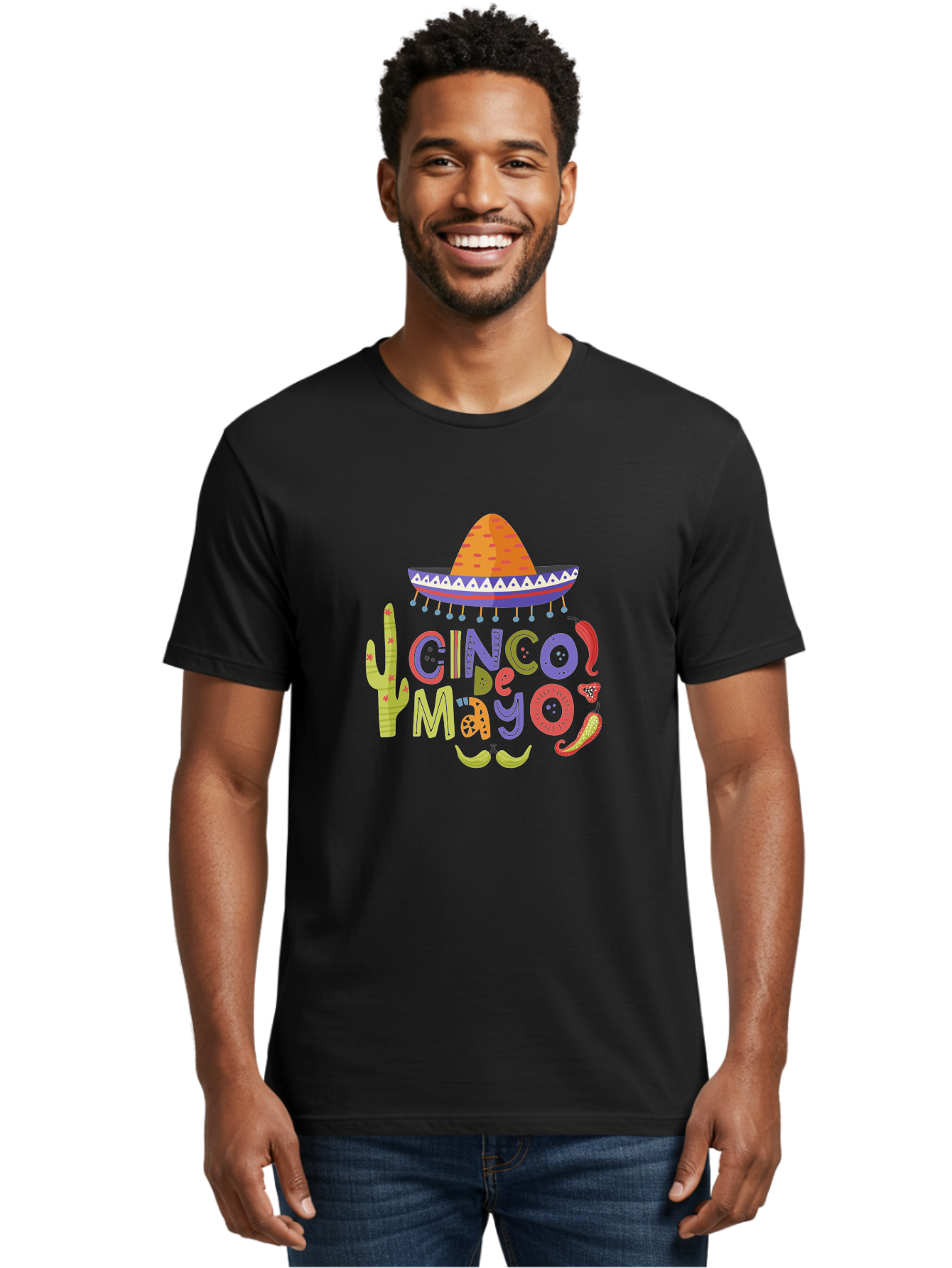 Cinco-De-Mayo-2 Men'S Graphic Tee, 100% Cotton, Comfortable Casual Summer Wear, Machine Washable, Cinco De Mayo, Mexican Holiday, Festive Celebration, Colorful Sombrero, Cactus, Chili Peppers, Vibrant Colors, Fiesta Theme, Party Decoration, - Aaa234 30