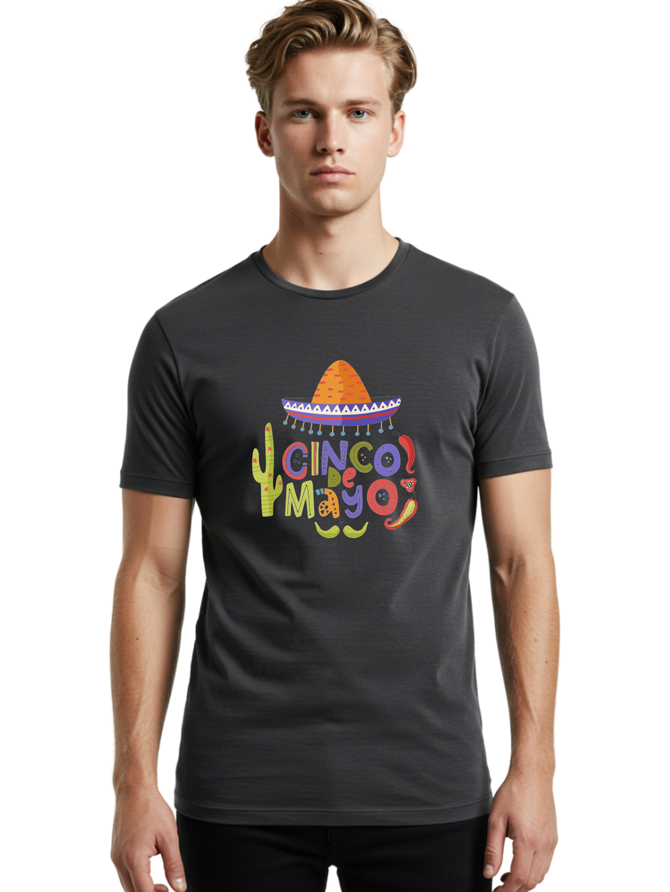 Cinco-De-Mayo-2 Men'S Graphic Tee, 100% Cotton, Comfortable Casual Summer Wear, Machine Washable, Cinco De Mayo, Mexican Holiday, Festive Celebration, Colorful Sombrero, Cactus, Chili Peppers, Vibrant Colors, Fiesta Theme, Party Decoration, - Aaa234 22