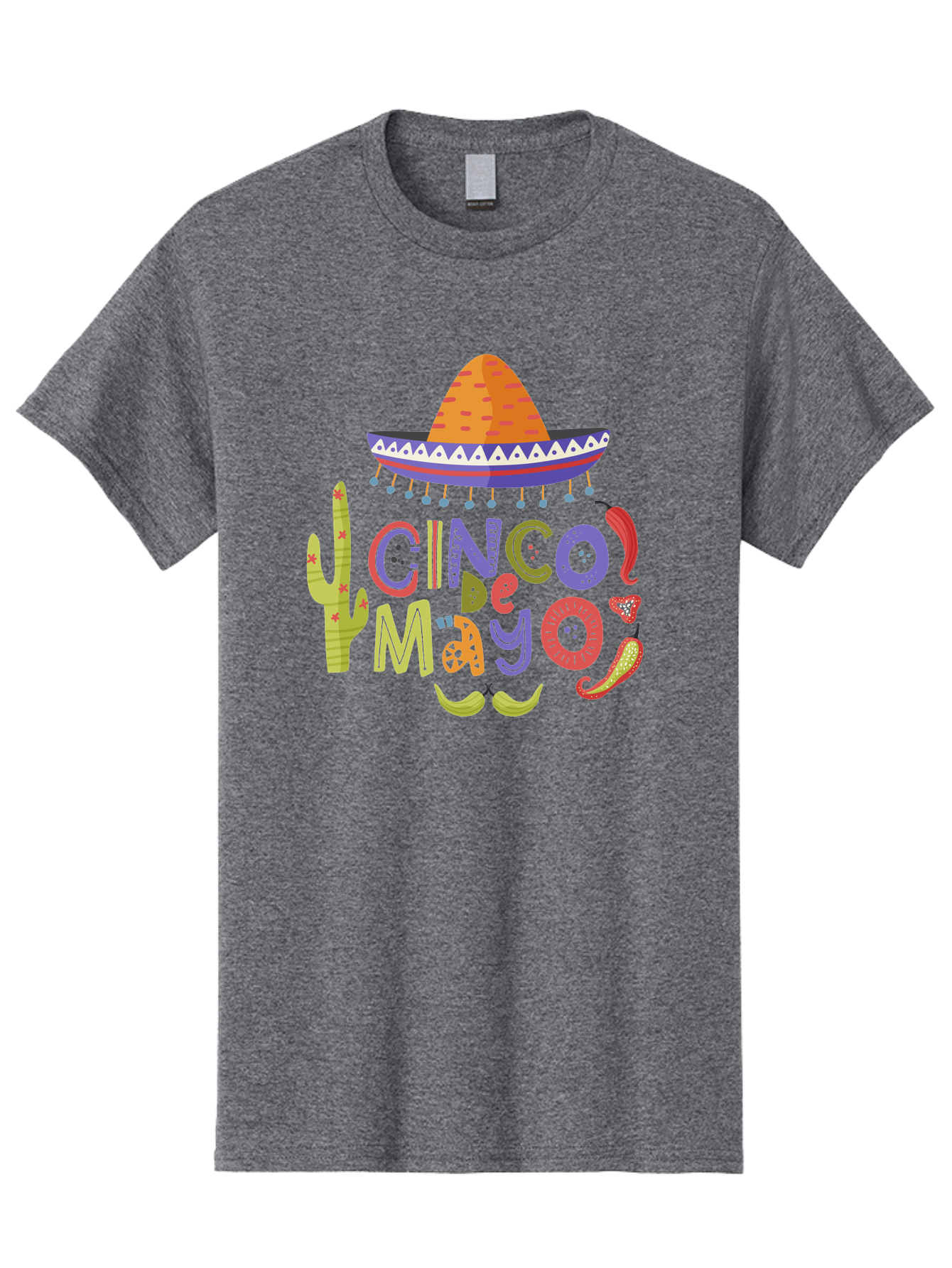 Cinco-De-Mayo-2 Men'S Graphic Tee, 100% Cotton, Comfortable Casual Summer Wear, Machine Washable, Cinco De Mayo, Mexican Holiday, Festive Celebration, Colorful Sombrero, Cactus, Chili Peppers, Vibrant Colors, Fiesta Theme, Party Decoration, - Aaa234 25