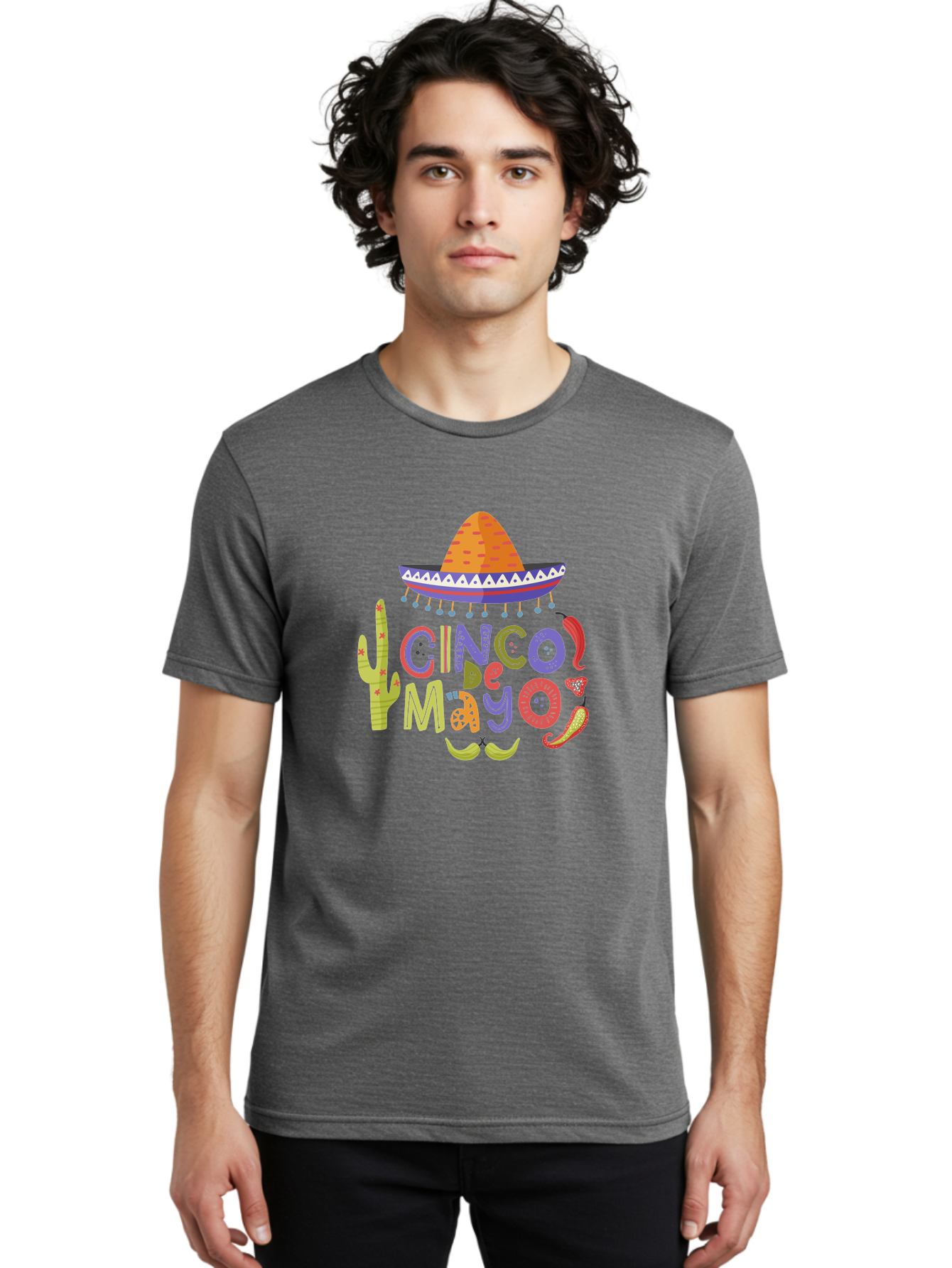 Cinco-De-Mayo-2 Men'S Graphic Tee, 100% Cotton, Comfortable Casual Summer Wear, Machine Washable, Cinco De Mayo, Mexican Holiday, Festive Celebration, Colorful Sombrero, Cactus, Chili Peppers, Vibrant Colors, Fiesta Theme, Party Decoration, - Aaa234 26