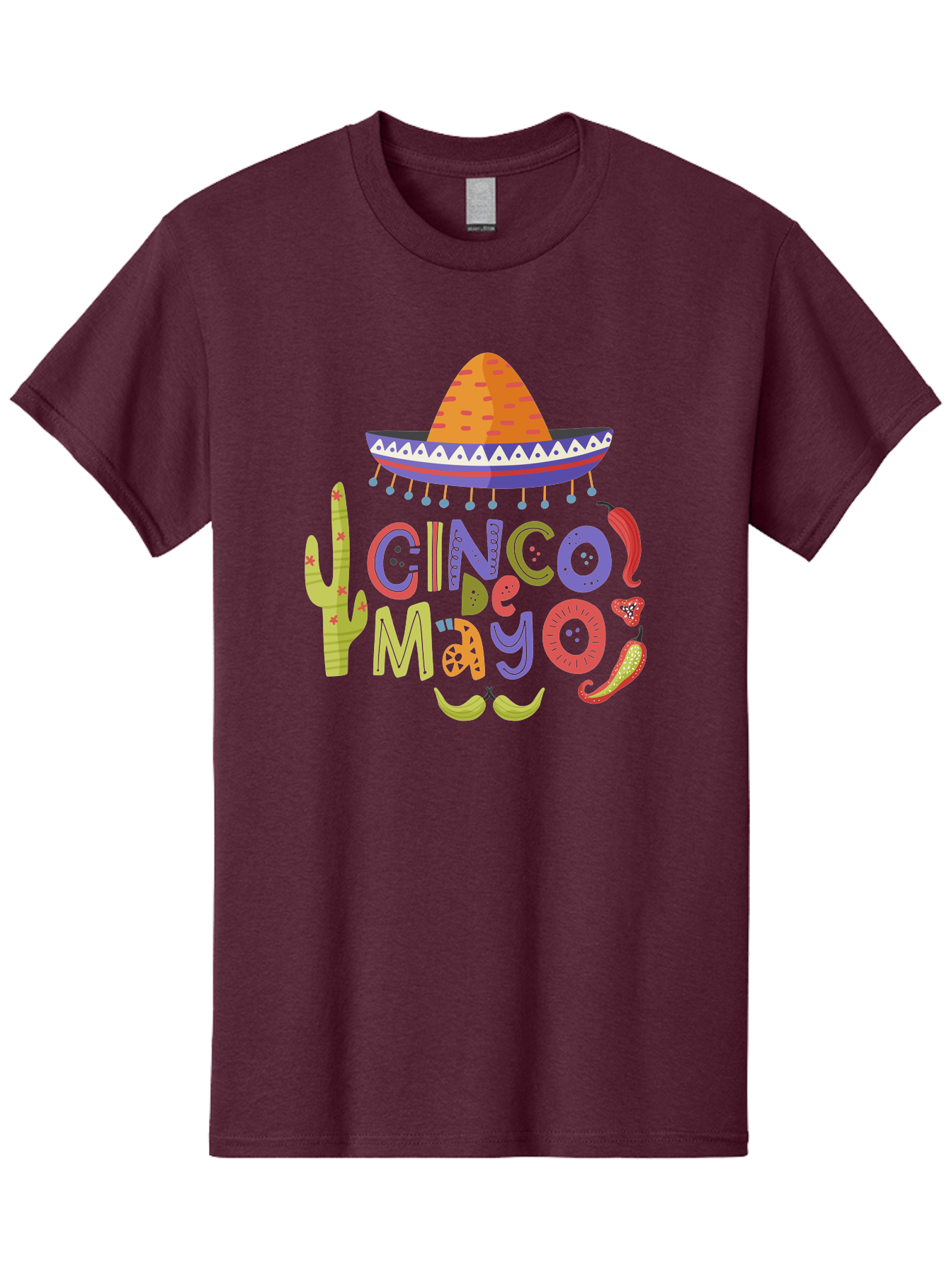 Cinco-De-Mayo-2 Men'S Graphic Tee, 100% Cotton, Comfortable Casual Summer Wear, Machine Washable, Cinco De Mayo, Mexican Holiday, Festive Celebration, Colorful Sombrero, Cactus, Chili Peppers, Vibrant Colors, Fiesta Theme, Party Decoration, - Aaa234 7