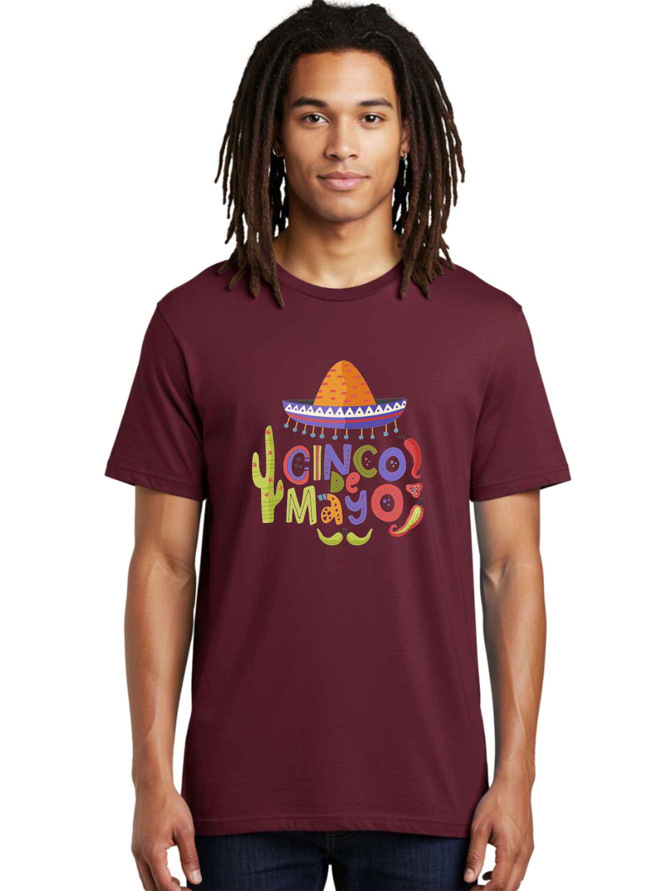 Cinco-De-Mayo-2 Men'S Graphic Tee, 100% Cotton, Comfortable Casual Summer Wear, Machine Washable, Cinco De Mayo, Mexican Holiday, Festive Celebration, Colorful Sombrero, Cactus, Chili Peppers, Vibrant Colors, Fiesta Theme, Party Decoration, - Aaa234 8