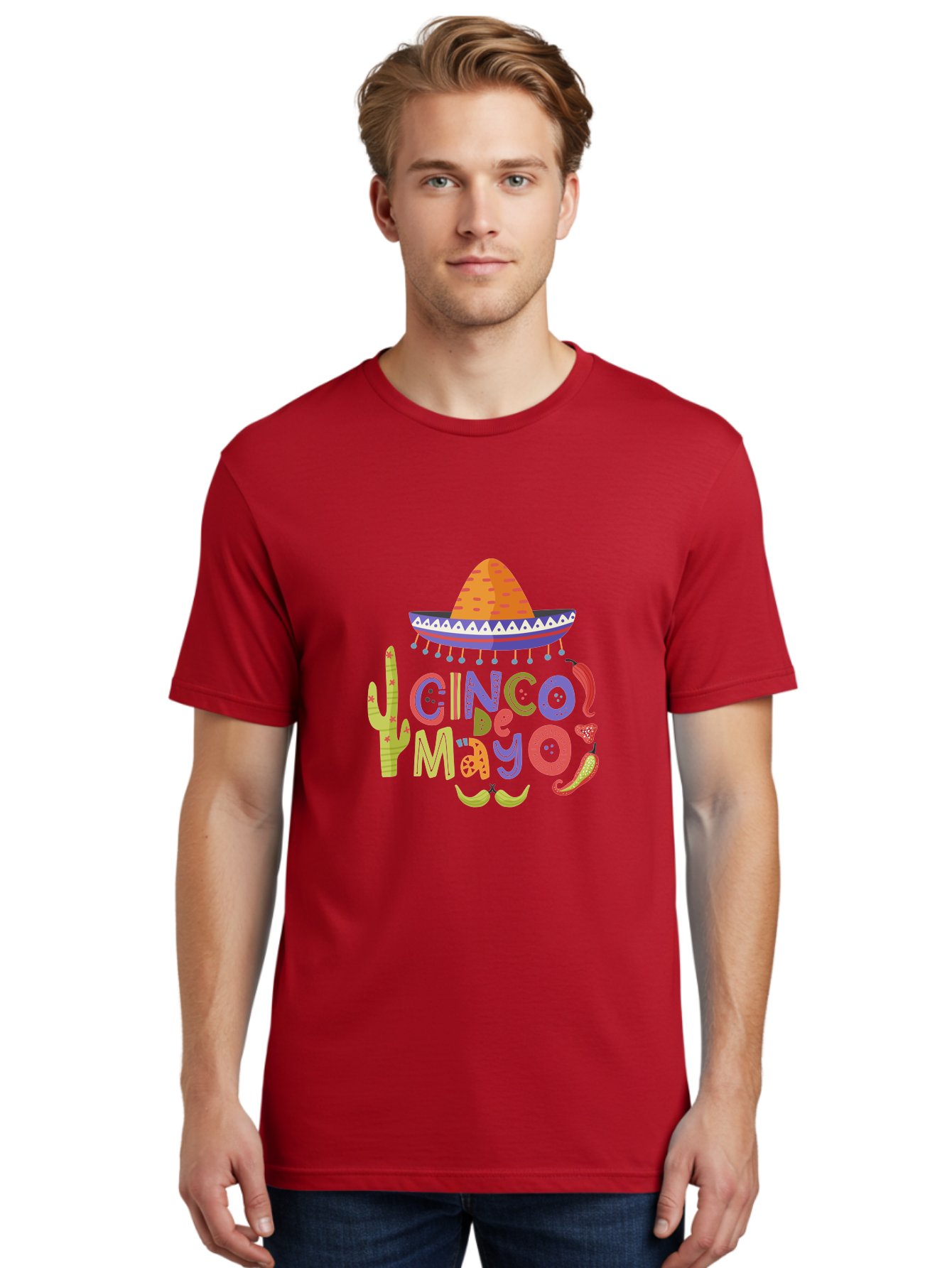 Cinco-De-Mayo-2 Men'S Graphic Tee, 100% Cotton, Comfortable Casual Summer Wear, Machine Washable, Cinco De Mayo, Mexican Holiday, Festive Celebration, Colorful Sombrero, Cactus, Chili Peppers, Vibrant Colors, Fiesta Theme, Party Decoration, - Aaa234 16