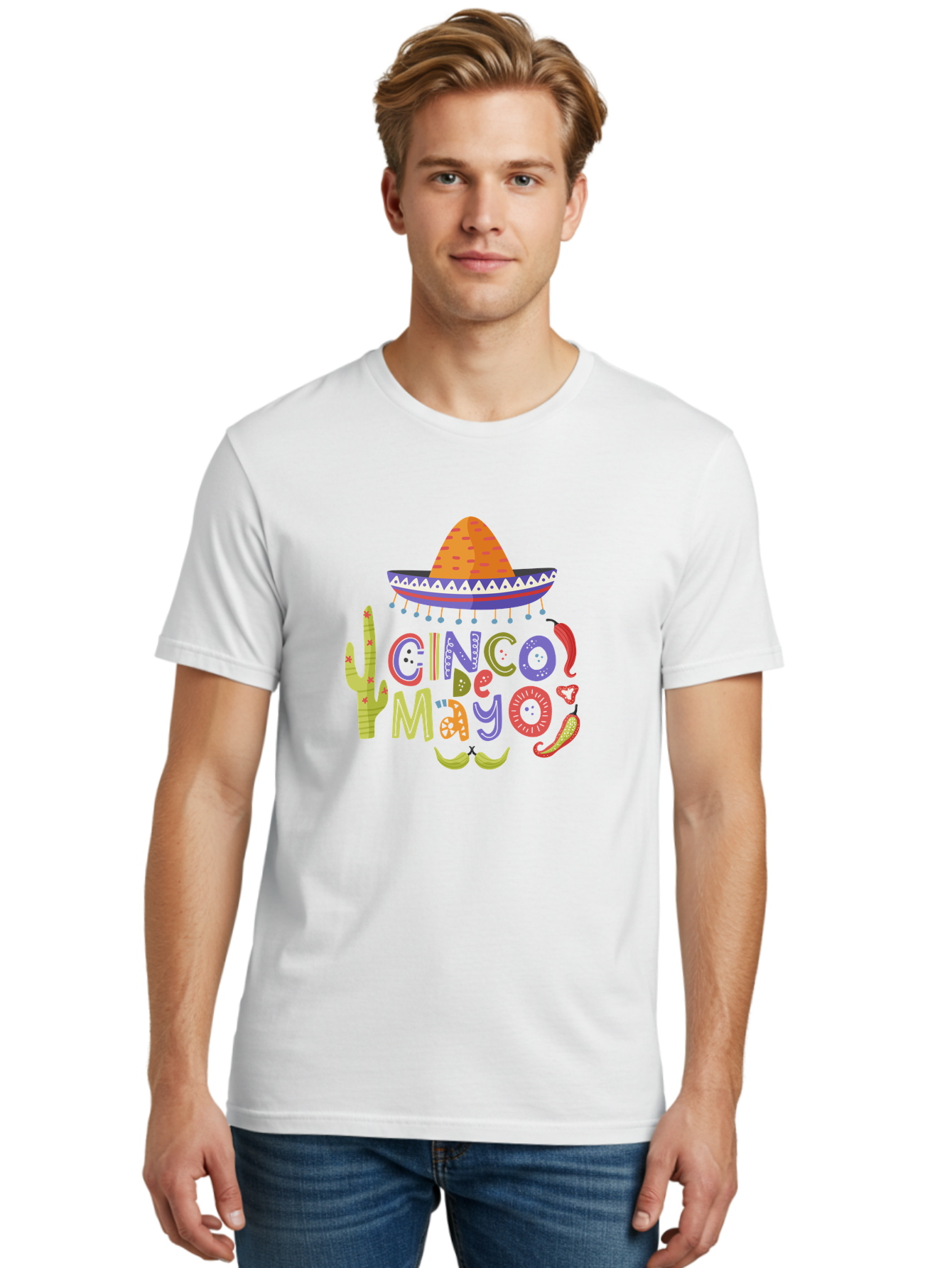 Cinco-De-Mayo-2 Men'S Graphic Tee, 100% Cotton, Comfortable Casual Summer Wear, Machine Washable, Cinco De Mayo, Mexican Holiday, Festive Celebration, Colorful Sombrero, Cactus, Chili Peppers, Vibrant Colors, Fiesta Theme, Party Decoration, - Aaa234 18