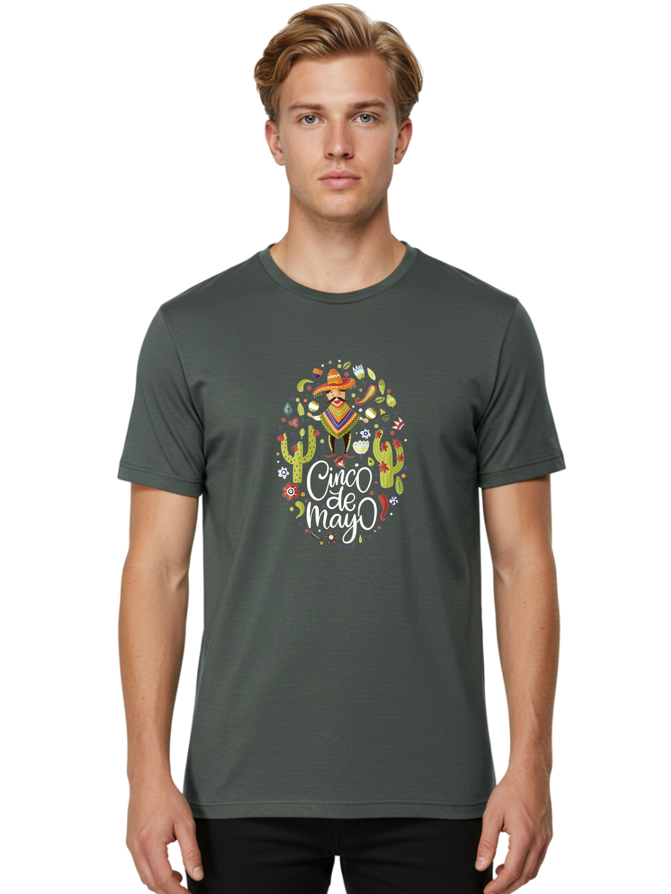 Cinco-De-Mayo-3 Men'S Graphic Tee, 100% Cotton, Comfortable Casual Summer Wear, Machine Washable, Mexican Fiesta, Cultural Celebration, Vibrant Colors, Mariachi Man, Cacti, Flowers, Festive Decorations, Traditional Attire, Party Atmosphere, - Aaa235 16