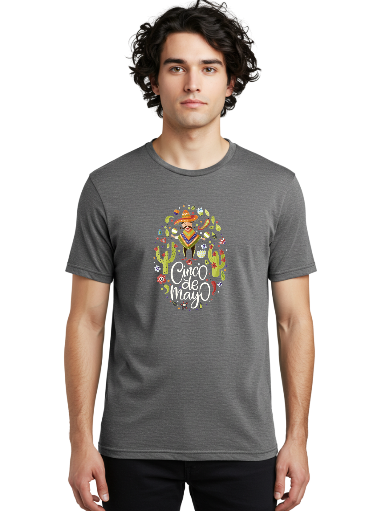 Cinco-De-Mayo-3 Men'S Graphic Tee, 100% Cotton, Comfortable Casual Summer Wear, Machine Washable, Mexican Fiesta, Cultural Celebration, Vibrant Colors, Mariachi Man, Cacti, Flowers, Festive Decorations, Traditional Attire, Party Atmosphere, - Aaa235 6