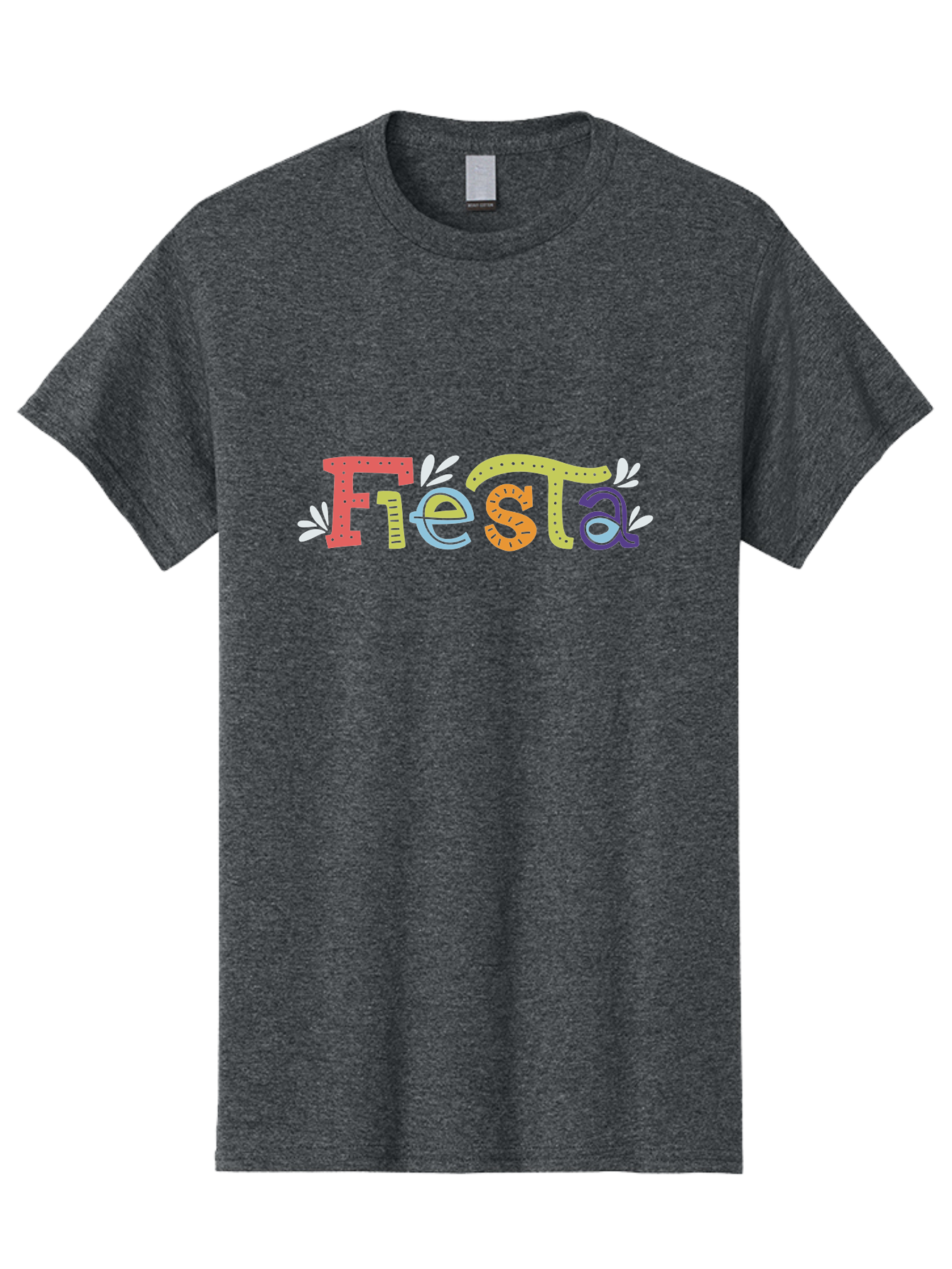 Fiesta-1 Men'S Graphic Tee, 100% Cotton, Comfortable Casual Summer Wear, Machine Washable, Vibrant Lettering, Colorful Text, Fiesta Theme, Festive Design, Celebration Graphics, Party Decoration, Multicolored Font, Decorative Leaves - Aaa243 13