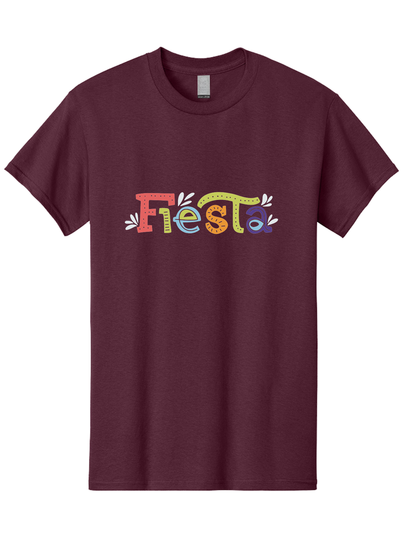 Fiesta-1 Men'S Graphic Tee, 100% Cotton, Comfortable Casual Summer Wear, Machine Washable, Vibrant Lettering, Colorful Text, Fiesta Theme, Festive Design, Celebration Graphics, Party Decoration, Multicolored Font, Decorative Leaves - Aaa243 29