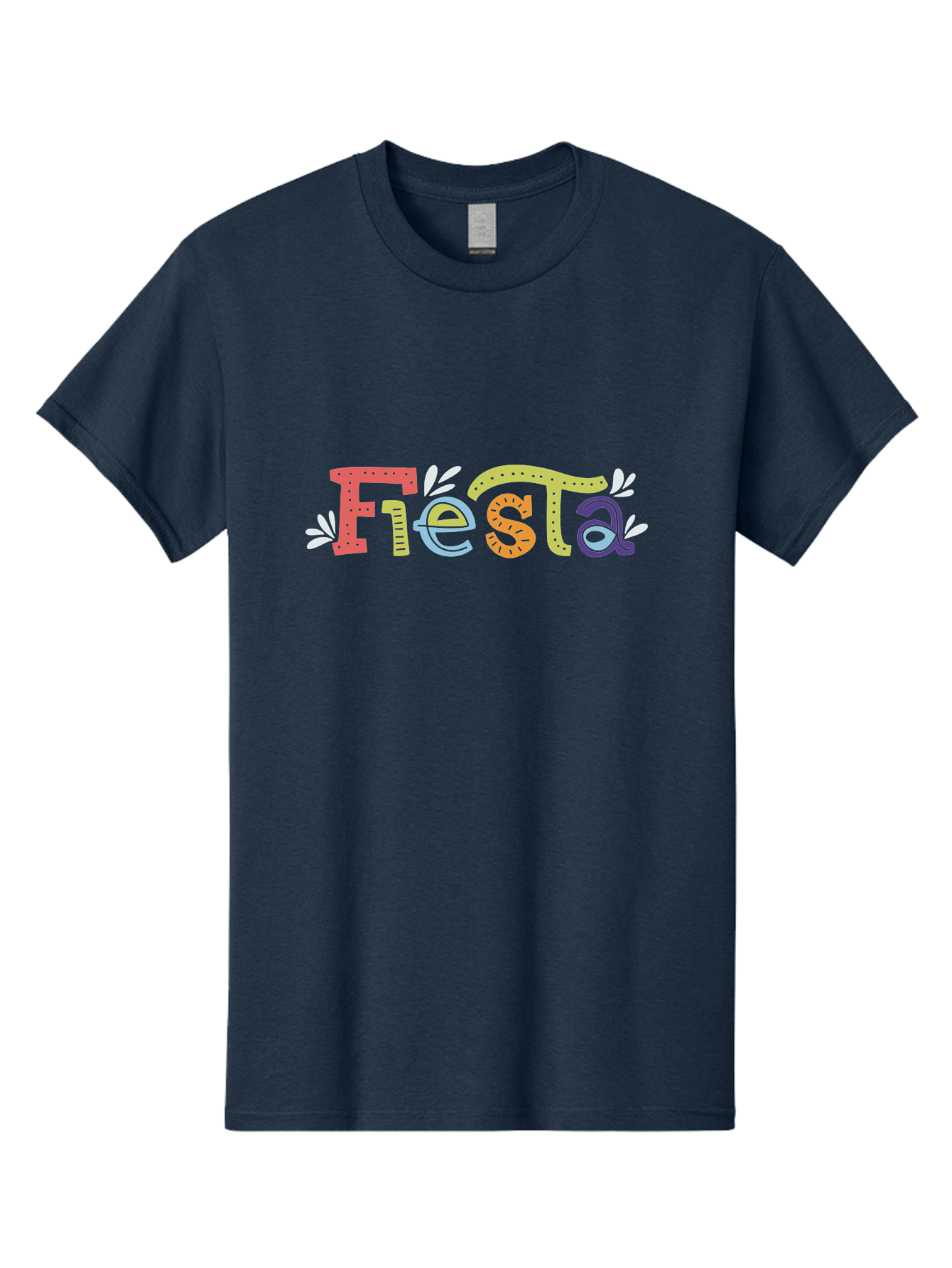 Fiesta-1 Men'S Graphic Tee, 100% Cotton, Comfortable Casual Summer Wear, Machine Washable, Vibrant Lettering, Colorful Text, Fiesta Theme, Festive Design, Celebration Graphics, Party Decoration, Multicolored Font, Decorative Leaves - Aaa243 11