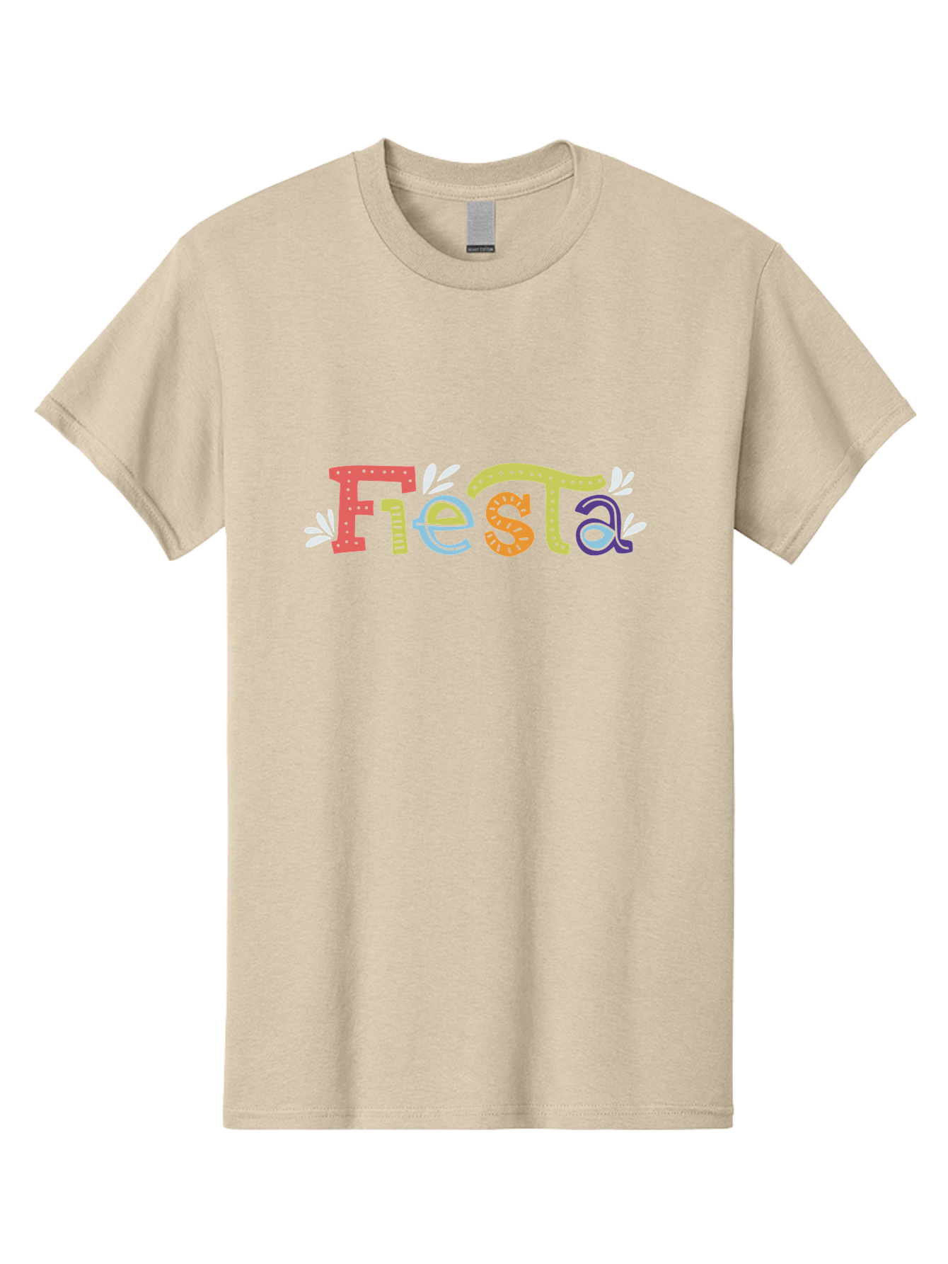Fiesta-1 Men'S Graphic Tee, 100% Cotton, Comfortable Casual Summer Wear, Machine Washable, Vibrant Lettering, Colorful Text, Fiesta Theme, Festive Design, Celebration Graphics, Party Decoration, Multicolored Font, Decorative Leaves - Aaa243 27