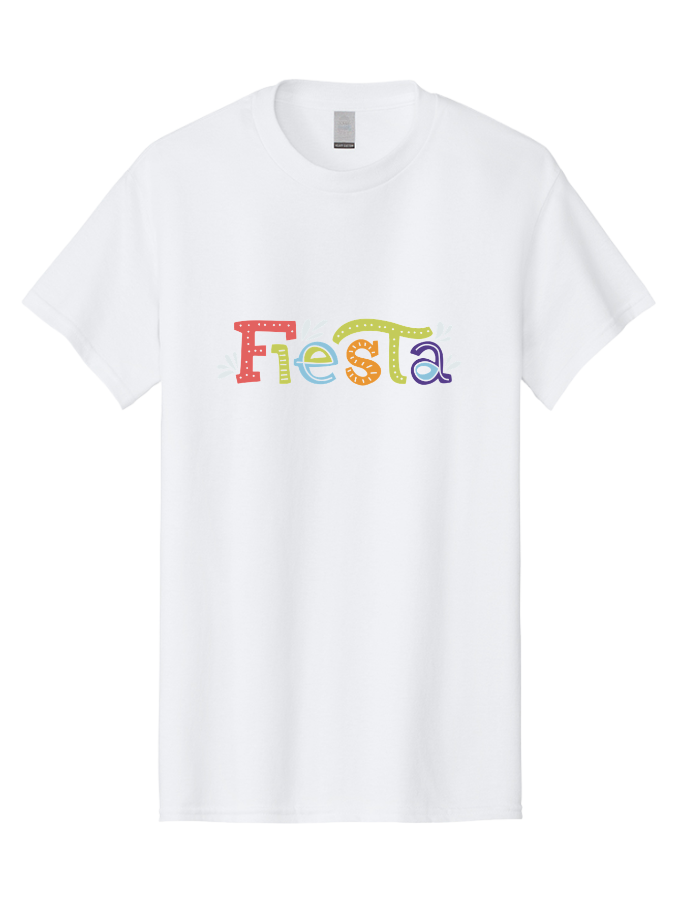 Fiesta-1 Men'S Graphic Tee, 100% Cotton, Comfortable Casual Summer Wear, Machine Washable, Vibrant Lettering, Colorful Text, Fiesta Theme, Festive Design, Celebration Graphics, Party Decoration, Multicolored Font, Decorative Leaves - Aaa243 17