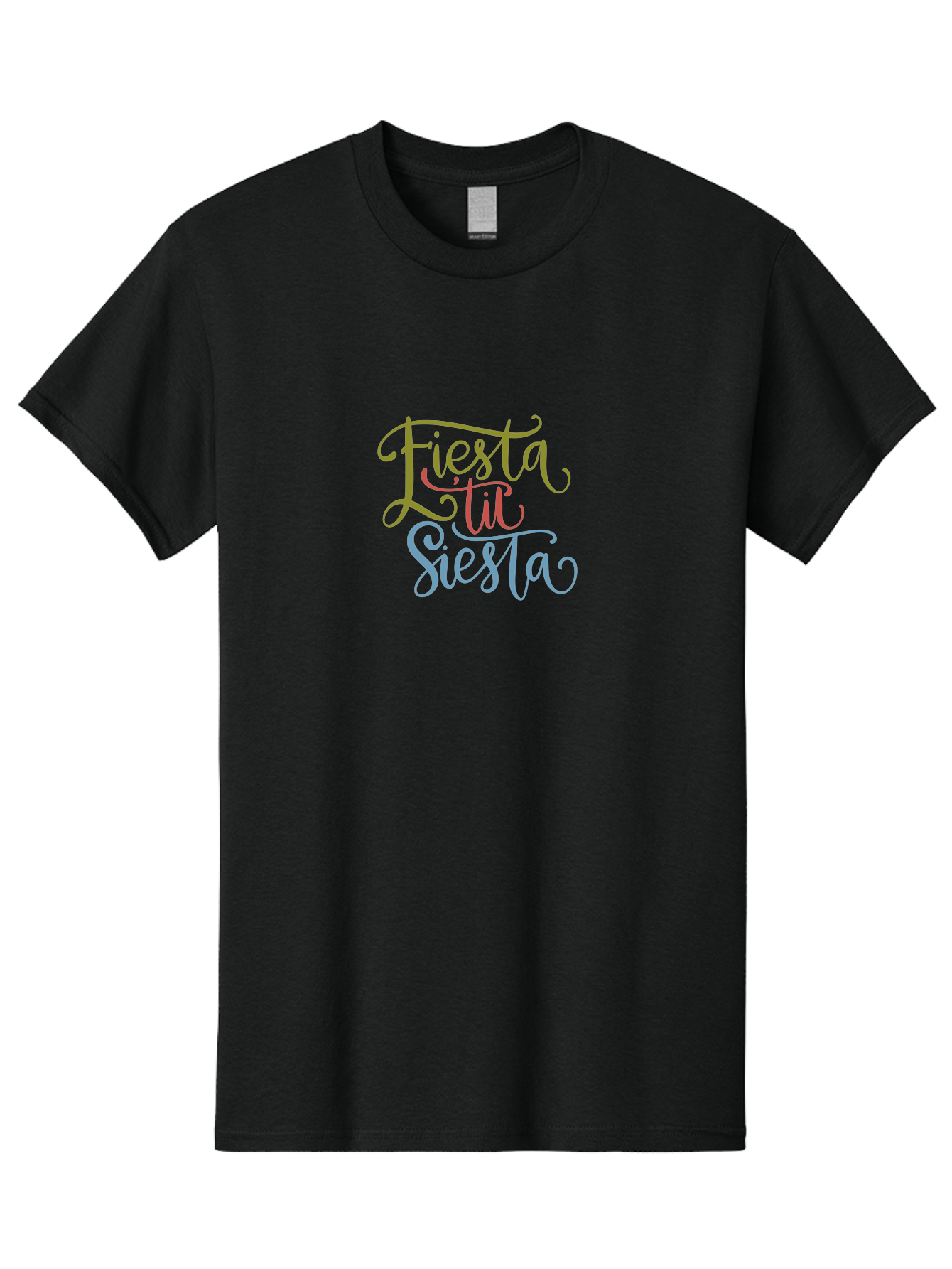 Fiesta-La-Siesta Men'S Graphic Tee, 100% Cotton, Comfortable Casual Summer Wear, Machine Washable, Festive Typography, Vibrant Colors, Party Vibes, Celebration, Colorful Gradient, Fiesta La Siesta, Elegant Design, Artistic Font, - Aaa245 5