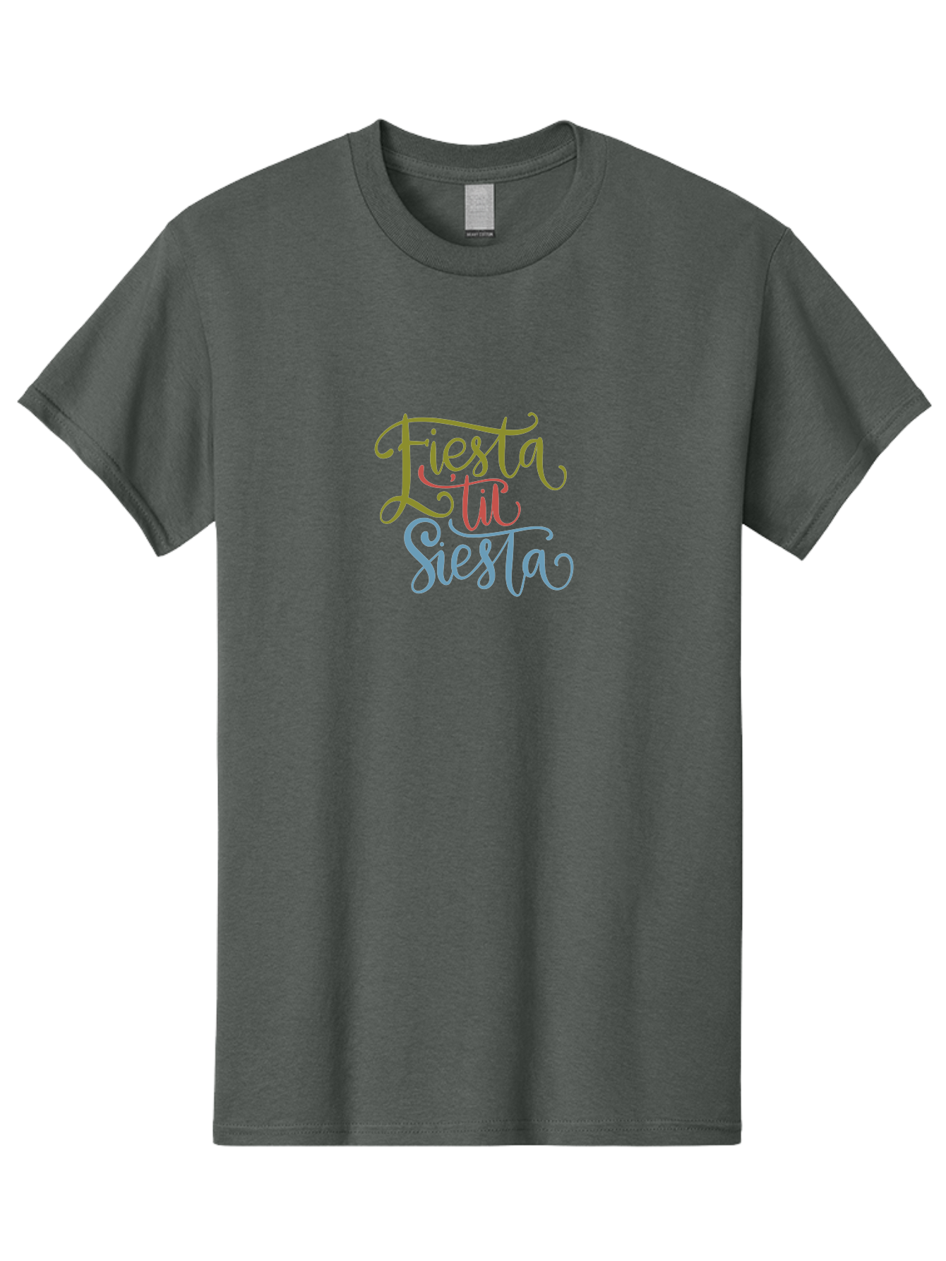 Fiesta-La-Siesta Men'S Graphic Tee, 100% Cotton, Comfortable Casual Summer Wear, Machine Washable, Festive Typography, Vibrant Colors, Party Vibes, Celebration, Colorful Gradient, Fiesta La Siesta, Elegant Design, Artistic Font, - Aaa245 25