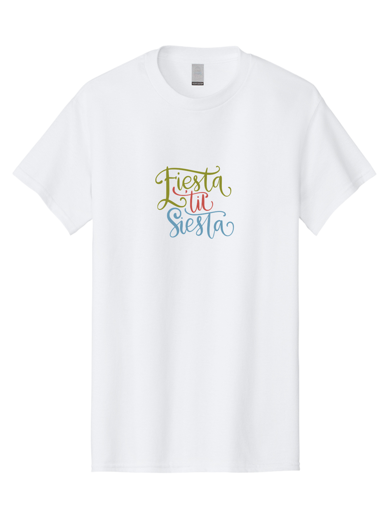 Fiesta-La-Siesta Men'S Graphic Tee, 100% Cotton, Comfortable Casual Summer Wear, Machine Washable, Festive Typography, Vibrant Colors, Party Vibes, Celebration, Colorful Gradient, Fiesta La Siesta, Elegant Design, Artistic Font, - Aaa245 7