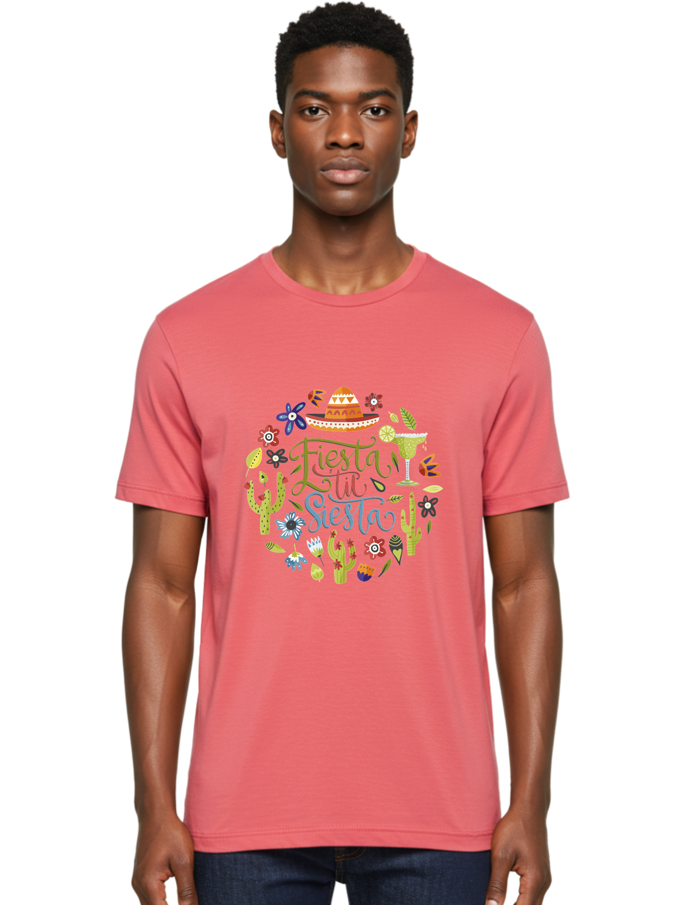 Fiesta-Till-Siesta Men'S Graphic Tee, 100% Cotton, Comfortable Casual Summer Wear, Machine Washable, Fiesta, Siesta, Colorful Flowers, Cacti, Sombrero, Margarita Glass, Margarita, Party, Celebration, Mexican Culture, Vibrant Colors, - Aaa247 10