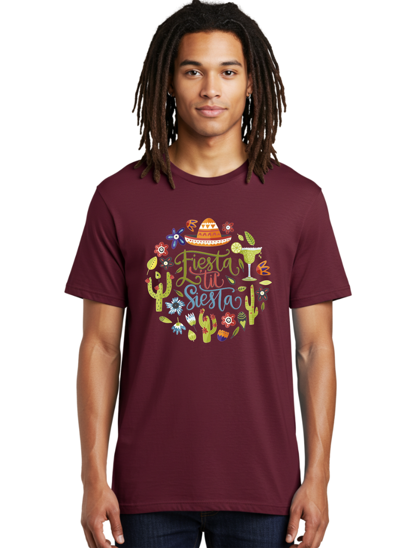 Fiesta-Till-Siesta Men'S Graphic Tee, 100% Cotton, Comfortable Casual Summer Wear, Machine Washable, Fiesta, Siesta, Colorful Flowers, Cacti, Sombrero, Margarita Glass, Margarita, Party, Celebration, Mexican Culture, Vibrant Colors, - Aaa247 28