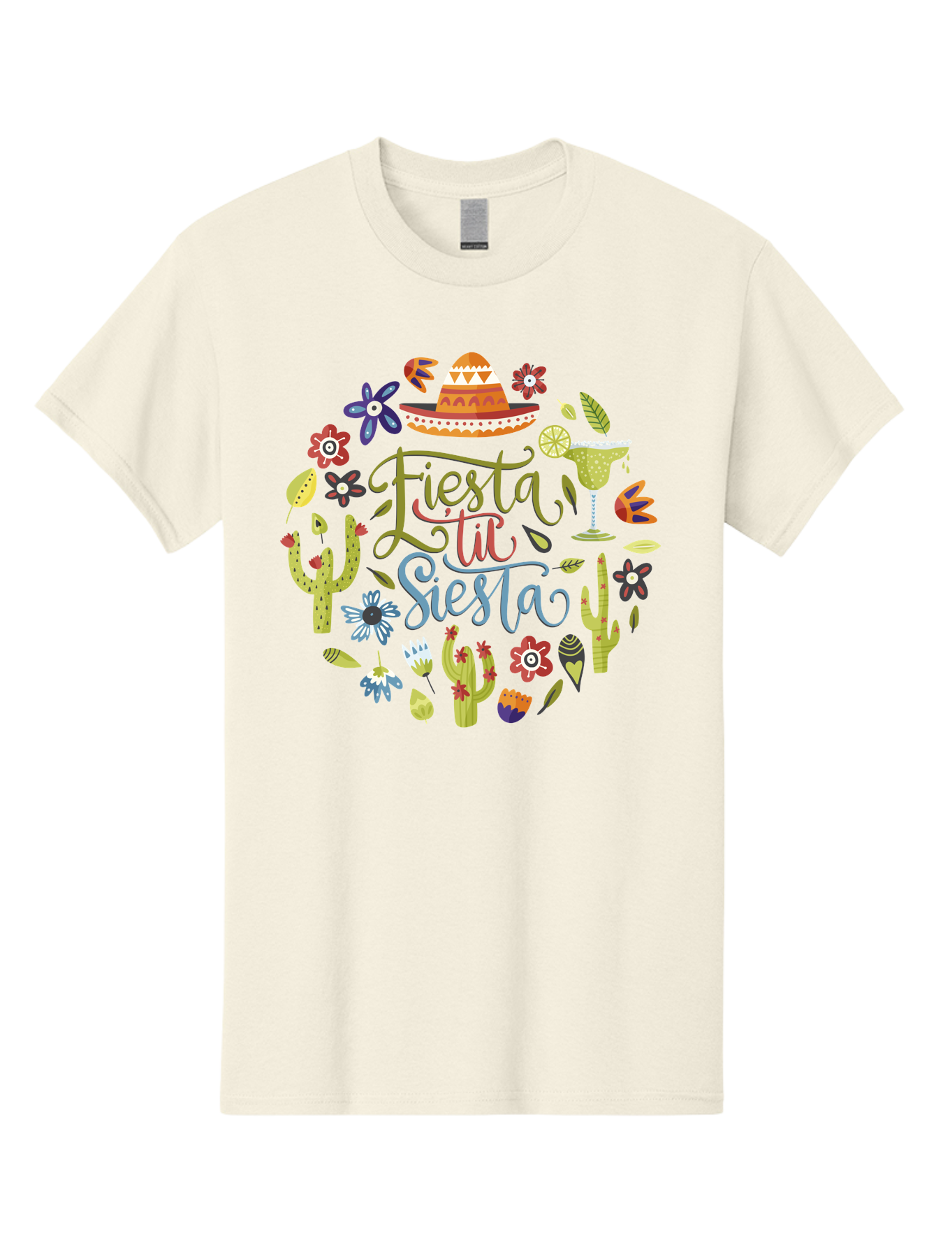 Fiesta-Till-Siesta Men'S Graphic Tee, 100% Cotton, Comfortable Casual Summer Wear, Machine Washable, Fiesta, Siesta, Colorful Flowers, Cacti, Sombrero, Margarita Glass, Margarita, Party, Celebration, Mexican Culture, Vibrant Colors, - Aaa247 21