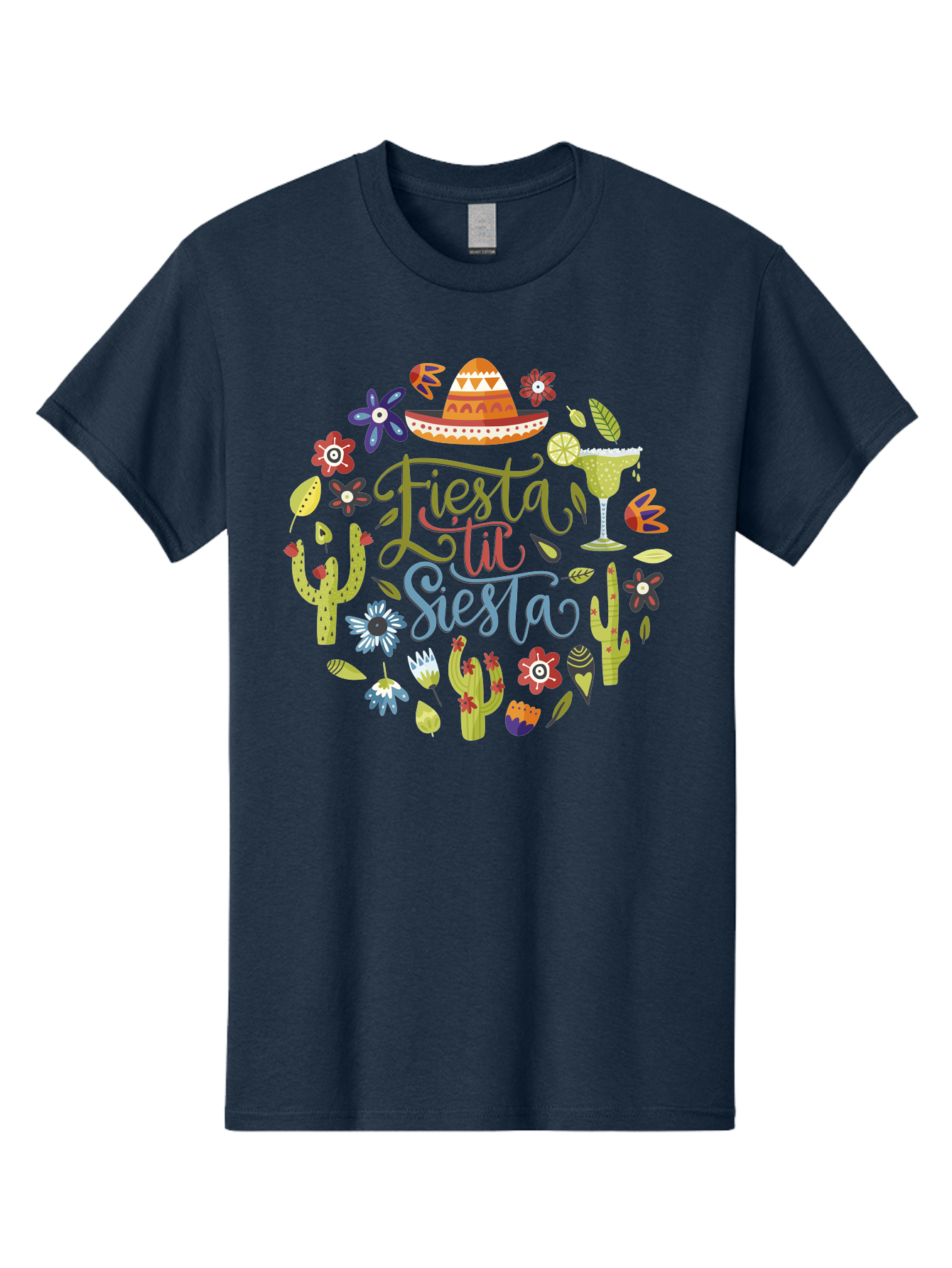 Fiesta-Till-Siesta Men'S Graphic Tee, 100% Cotton, Comfortable Casual Summer Wear, Machine Washable, Fiesta, Siesta, Colorful Flowers, Cacti, Sombrero, Margarita Glass, Margarita, Party, Celebration, Mexican Culture, Vibrant Colors, - Aaa247 19
