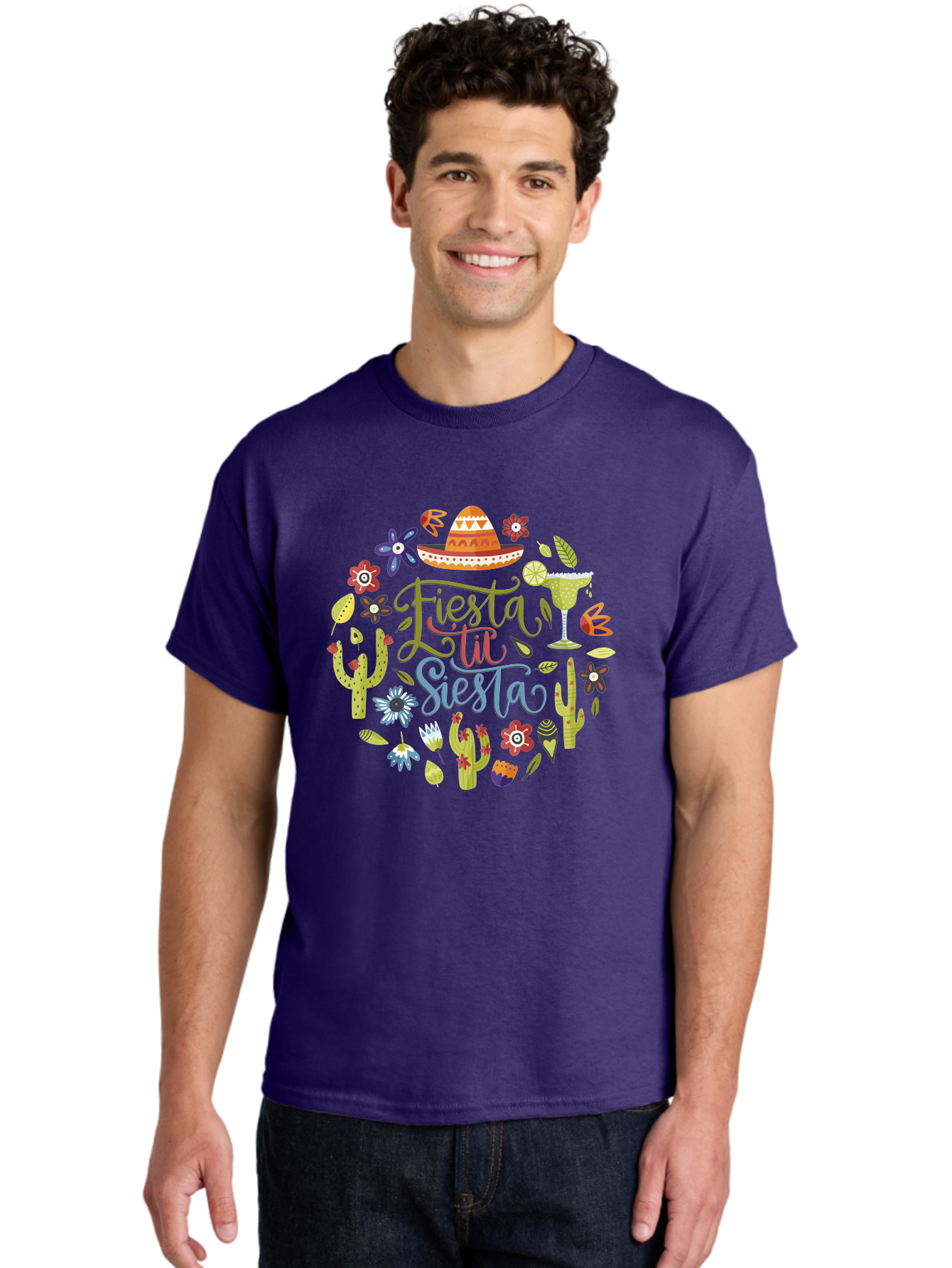 Fiesta-Till-Siesta Men'S Graphic Tee, 100% Cotton, Comfortable Casual Summer Wear, Machine Washable, Fiesta, Siesta, Colorful Flowers, Cacti, Sombrero, Margarita Glass, Margarita, Party, Celebration, Mexican Culture, Vibrant Colors, - Aaa247 8