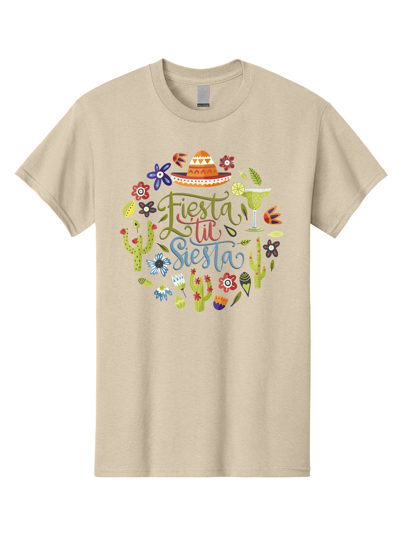 Fiesta-Till-Siesta Men'S Graphic Tee, 100% Cotton, Comfortable Casual Summer Wear, Machine Washable, Fiesta, Siesta, Colorful Flowers, Cacti, Sombrero, Margarita Glass, Margarita, Party, Celebration, Mexican Culture, Vibrant Colors, - Aaa247 29